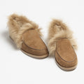 Chanel Moccasins Suede Kidskin Shearling Lambskin Brown #334371