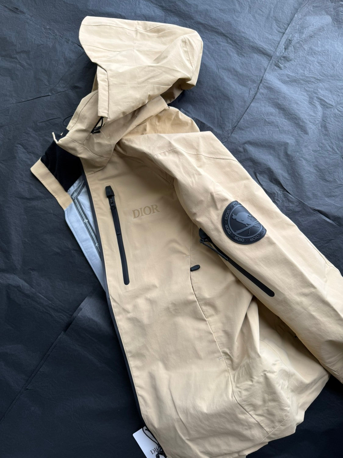 Dior Men's Autumn and Winter Solid Color Waterproof Windproof Hooded Zipper Long Sleeve Ski Suit Zipper Back Ski Pants Suit Set #74661