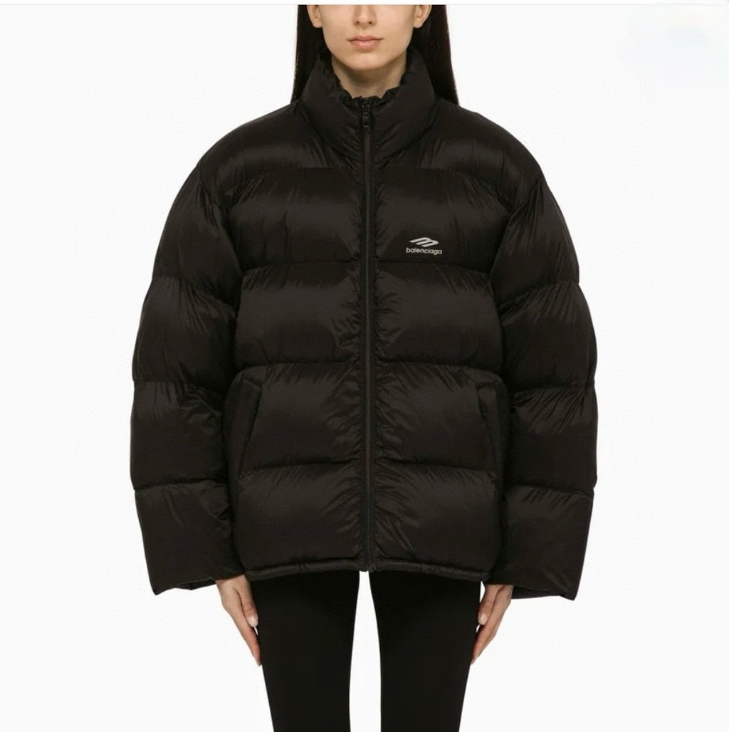 Balenciaga Men's Winter Black And White Zip 3b Sports Icon Ski Puffer Down Jacket #73743