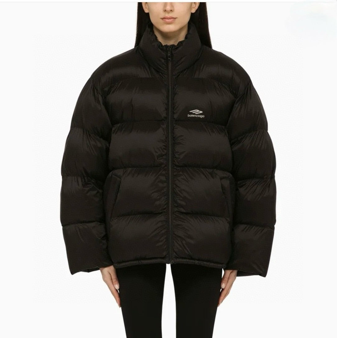 Balenciaga Men's Winter Black And White Zip 3b Sports Icon Ski Puffer Down Jacket #73743