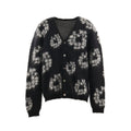 Denim Tears X Saint Michael Men's Vintage Black And White Kapok Wool Knit Sweater Fashion Casual Mohair Cardigan Single Breasted Knitted Jacket Ngvp #9824