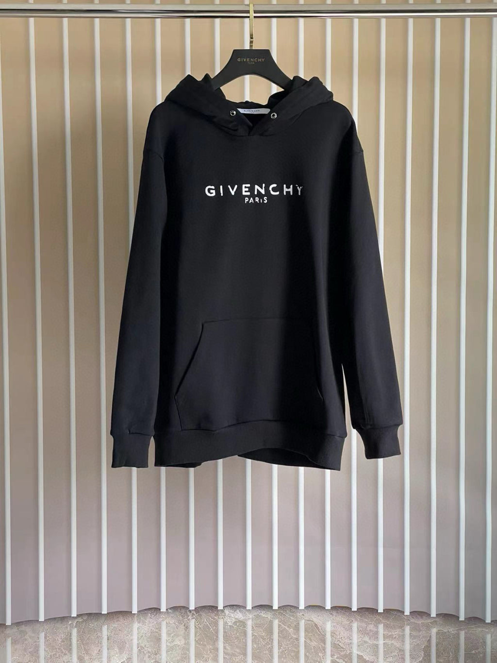 Givenchy Men's Spring Autumn Black Letter Logo Cotton Hooded Sweatshirt Pullover #97736