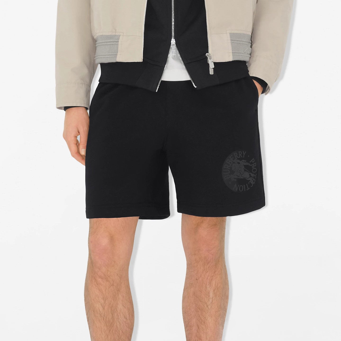 Burberry Men's Summer Solid Color Knight Pattern Printed Elastic Waist Casual Shorts #76249
