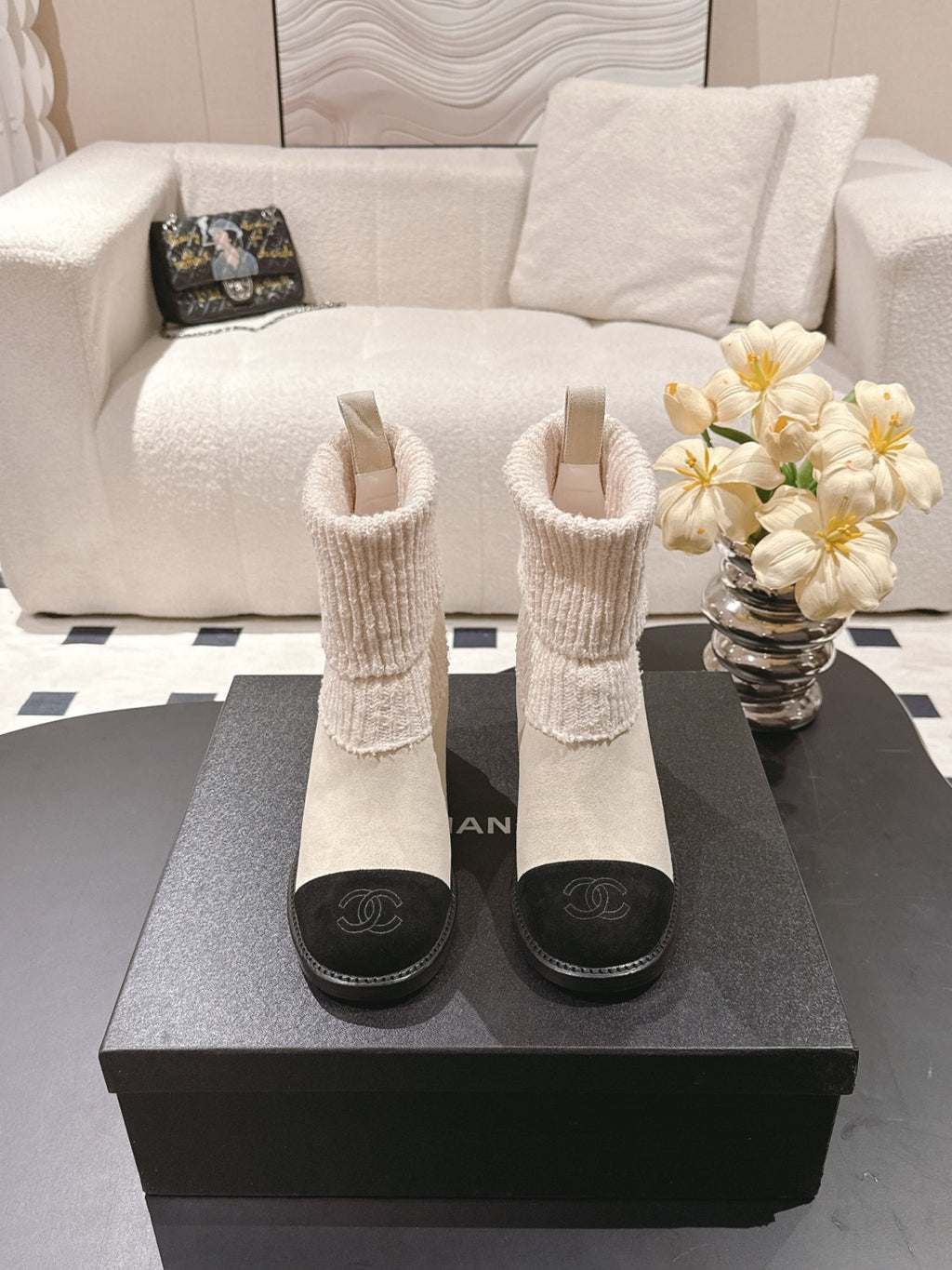 Chanel Knitted Socks High Heel Boots #335028