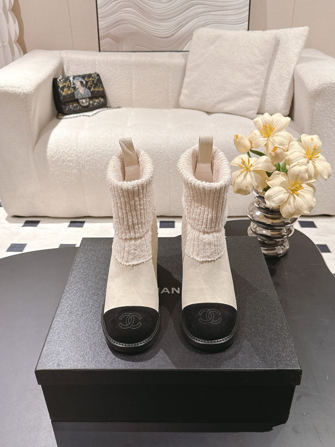 Chanel Knitted Socks High Heel Boots #335028