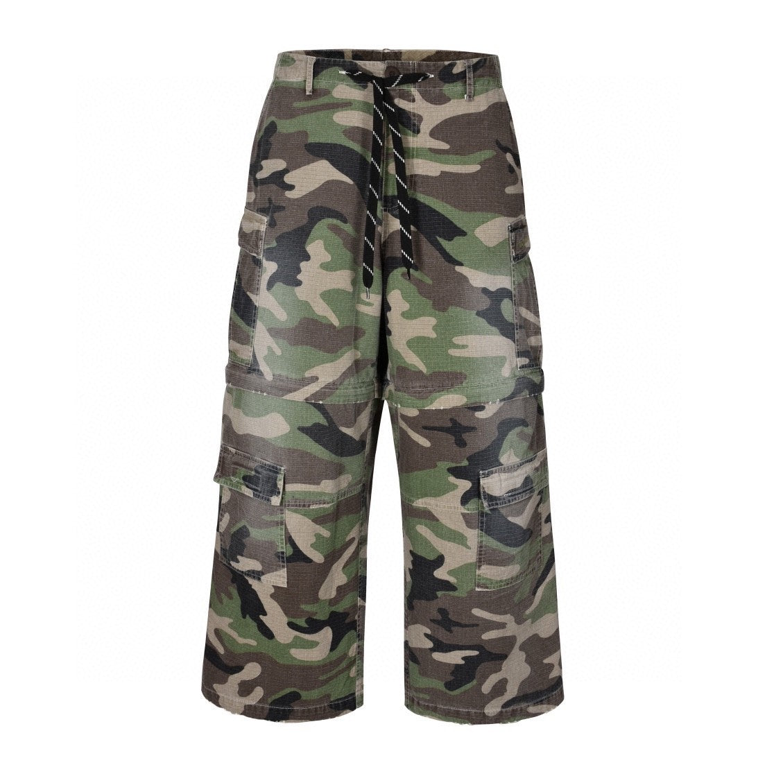 Balenciaga Men's Spring And Autumn Retro Old Camouflage Work Pants Detachable Baggy Jeans High Street Fashion Straight Casual Pants Ngvp #1183