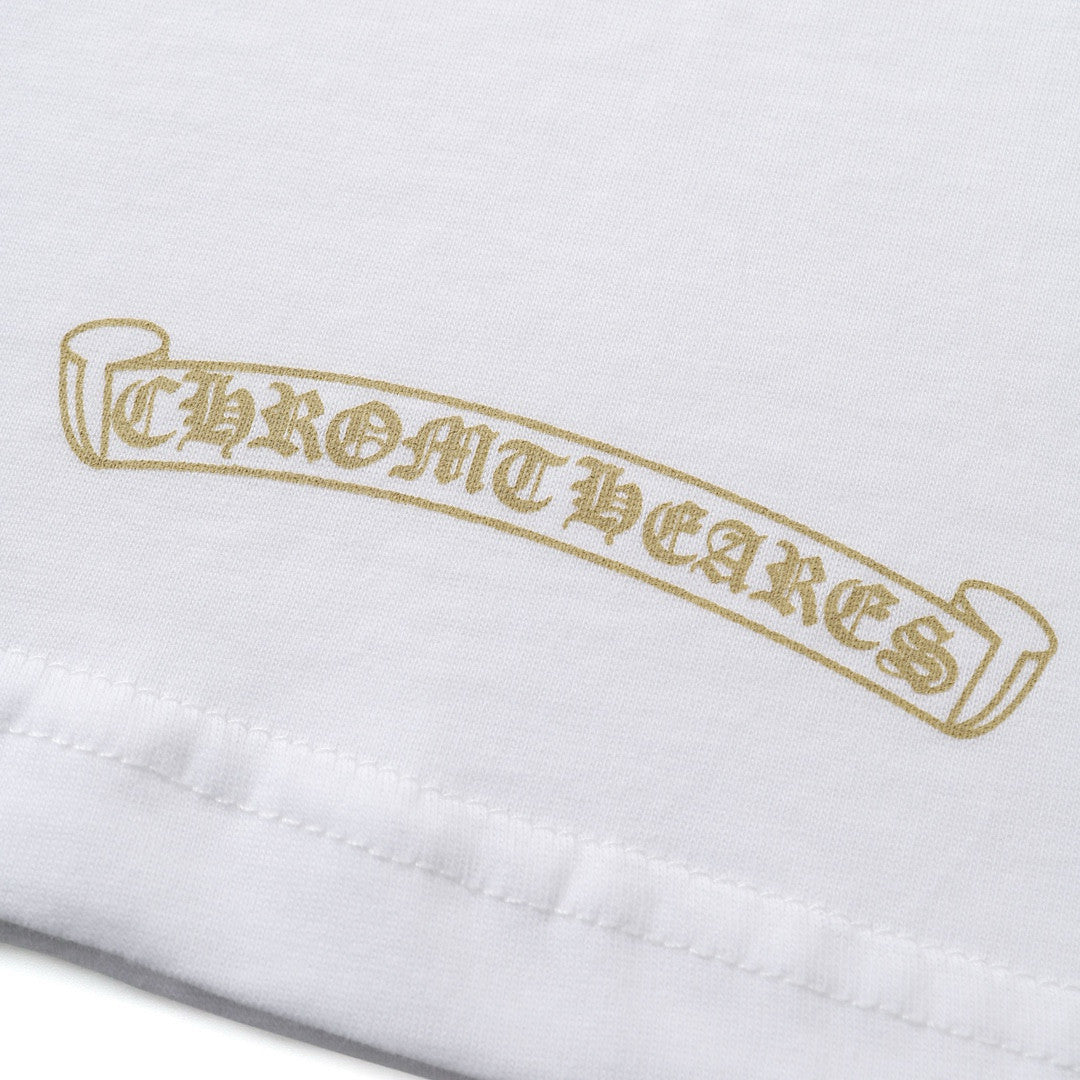 Chrome Hearts Men's Spring. Summer And Fall Logo Print Casual Round Neck White Fitted Straight Long Sleeve Short Sleeve T-Shirt #98695