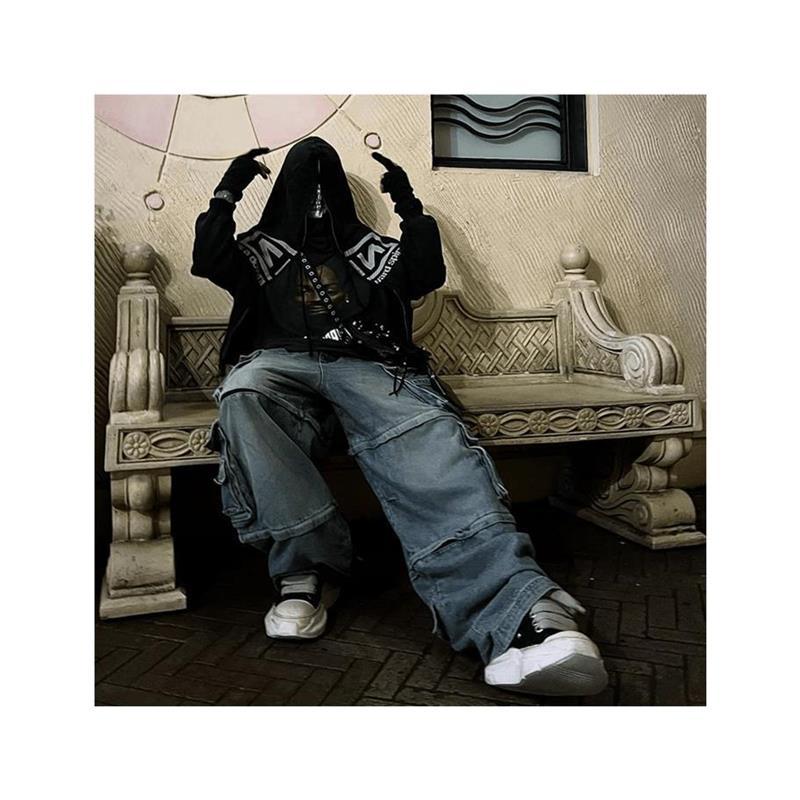 GRAILZ Men's Spring And Autumn 2-in-1 Gloves with Shoulder Zipper Letter Print Hoodie Sweatshirt Long Sleeve Jacket Ngvp #1858