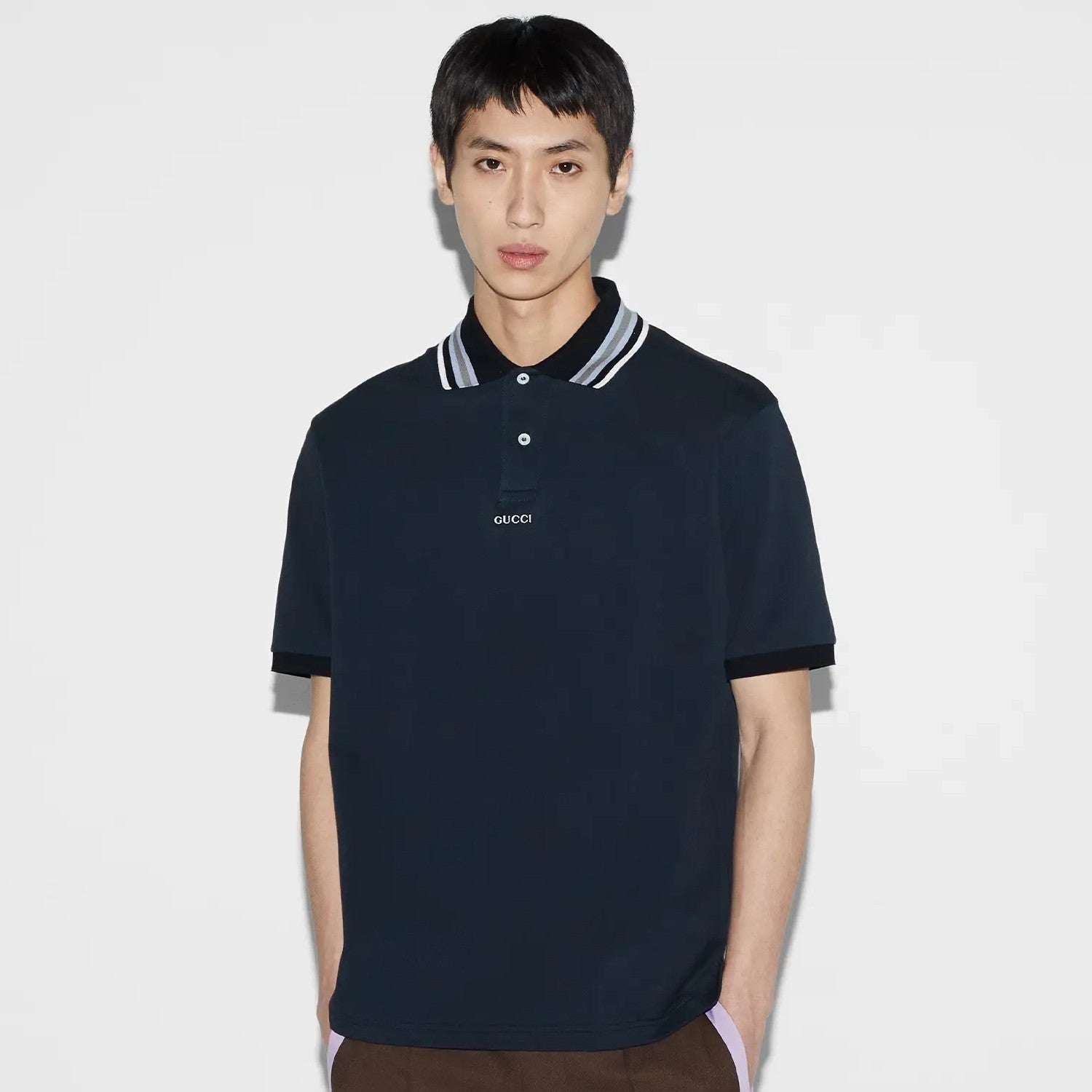 Gucci Men's Summer Letter Stripe Casual Short Sleeve Polo Shirt T-shirt #99599