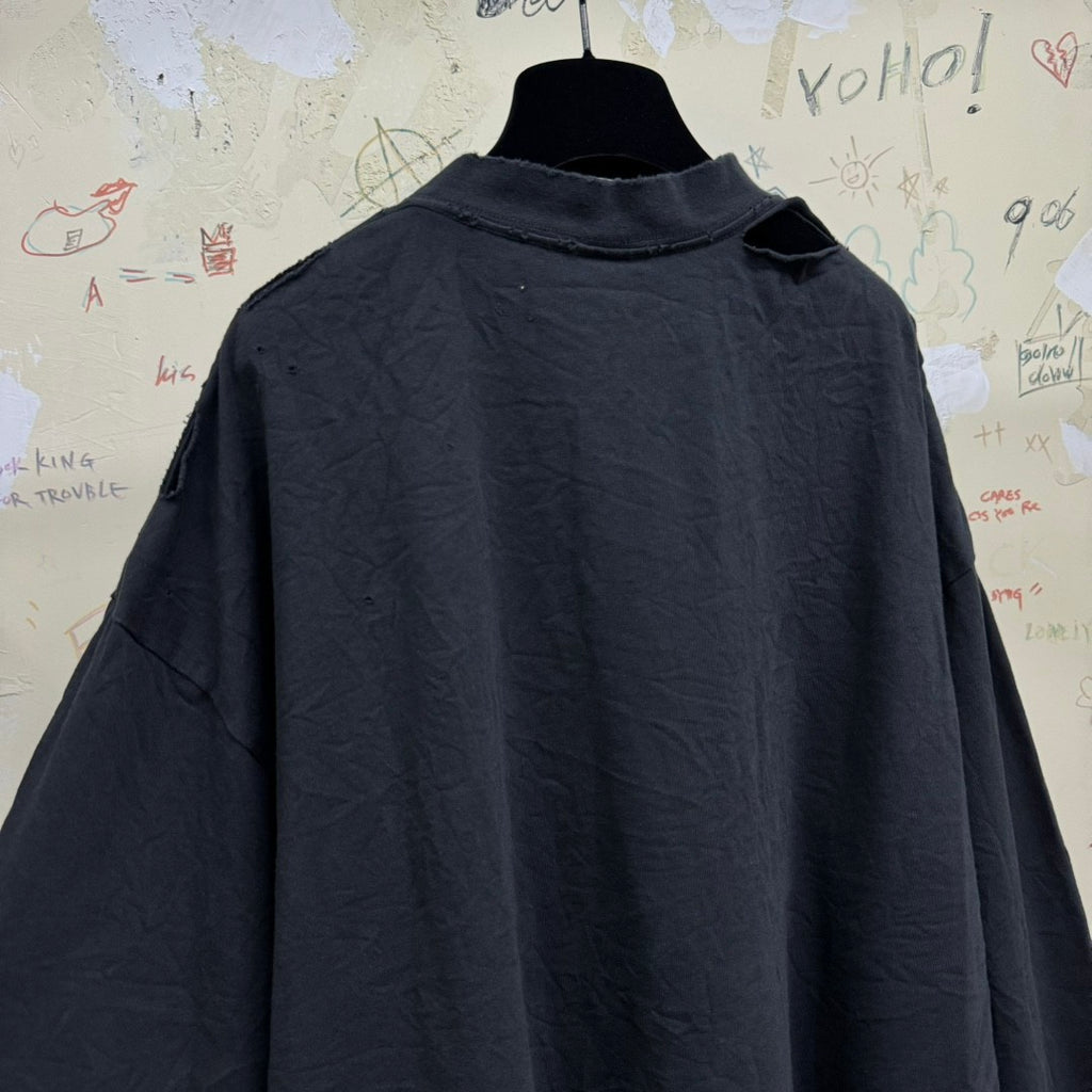 Balenciaga Men Women Summer Letter Printed Loose Cotton Round Neck Black Long Sleeve T-Shirt Ngvp #9556