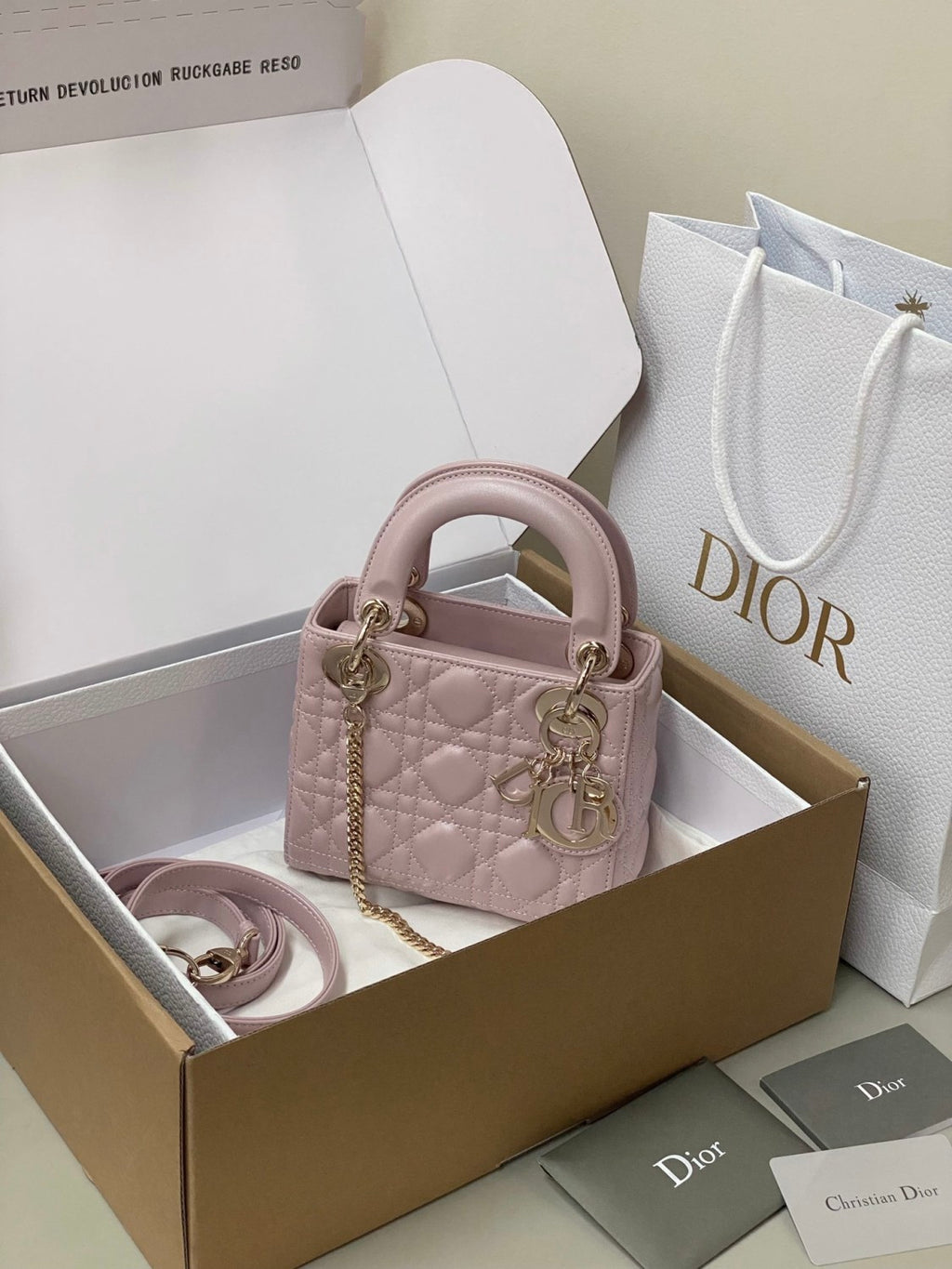 Dior Lady Women's Solid Color Metal Pendant Removable Chain Shoulder Strap Wicker Pattern Sheepskin Leather Single Shoulder Crossbody Handbag Bag Bags #77983