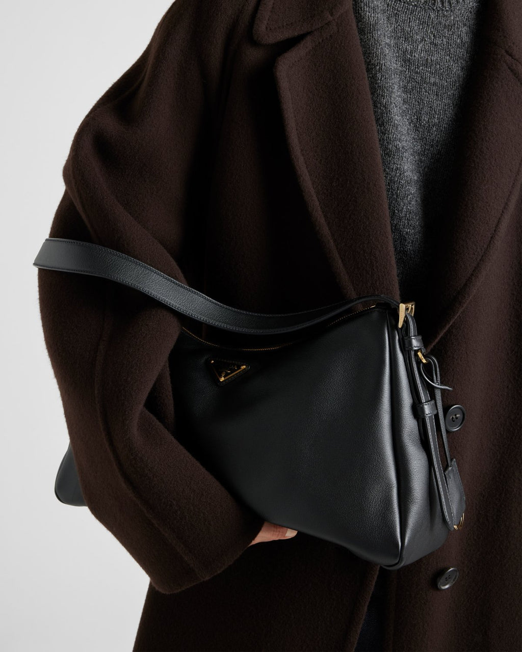 Prada Aimée Large Leather Shoulder Bag 1BC228 #334397