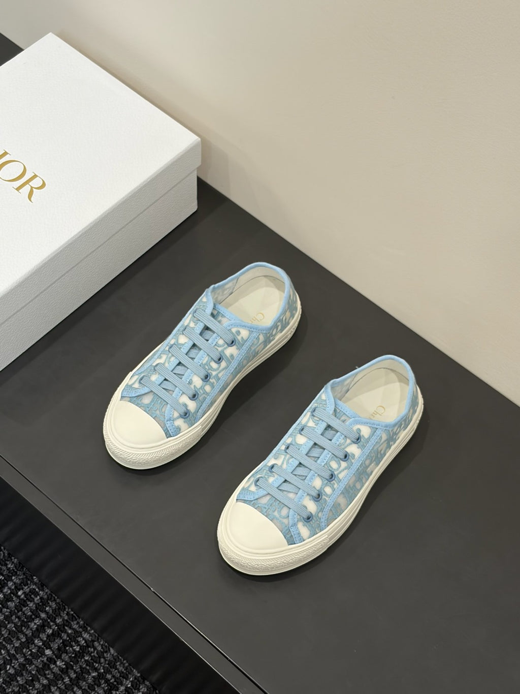 DIOR Walk n Dior Platform Sneaker Sky Blue Dior Oblique Embroidered Mesh #386883