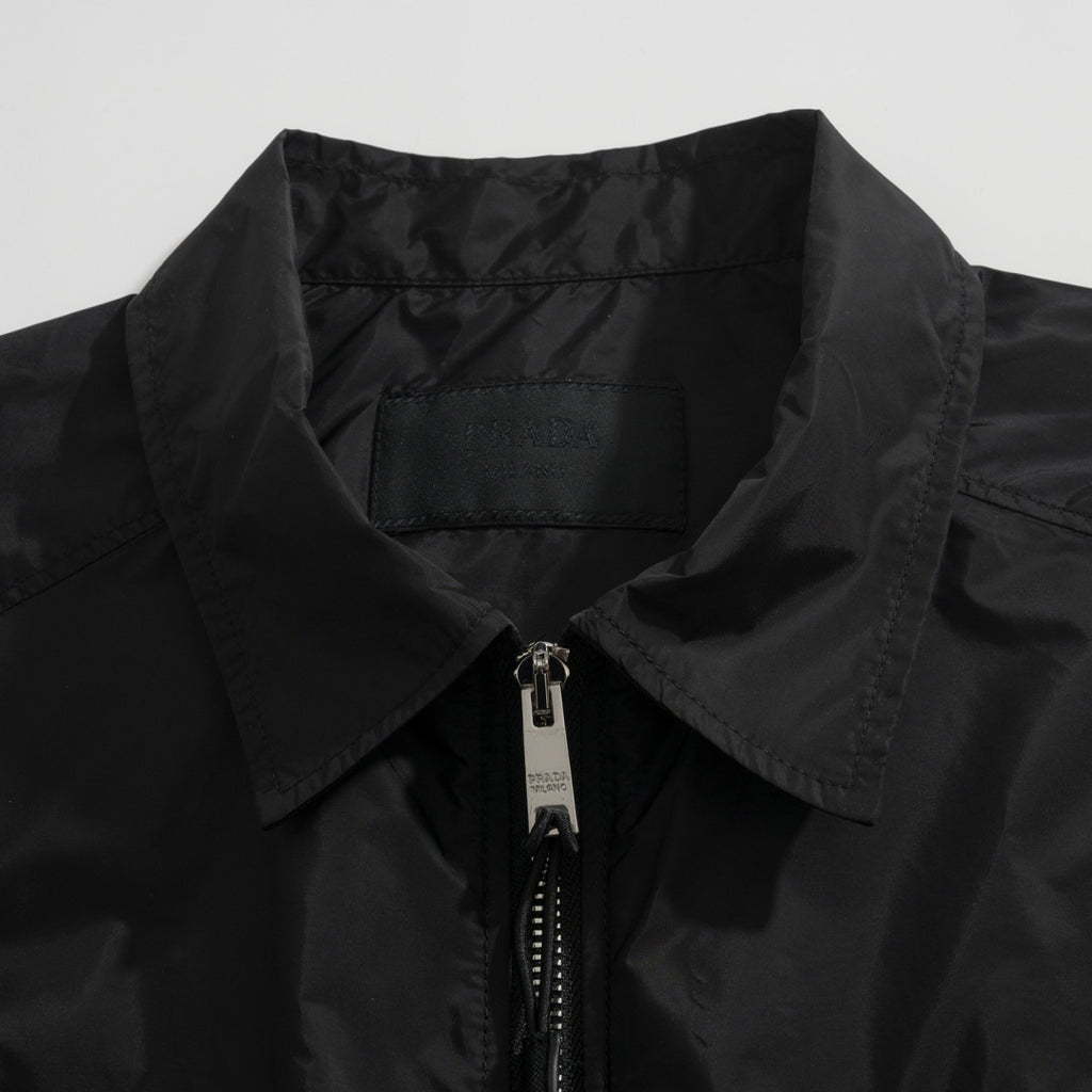 Prada Men's Summer Fashion Casual Solid Color Collared Zipper Enamel Triangle Metal Logo Short Sleeve Lightweight Re-Nylon Shirt #78671