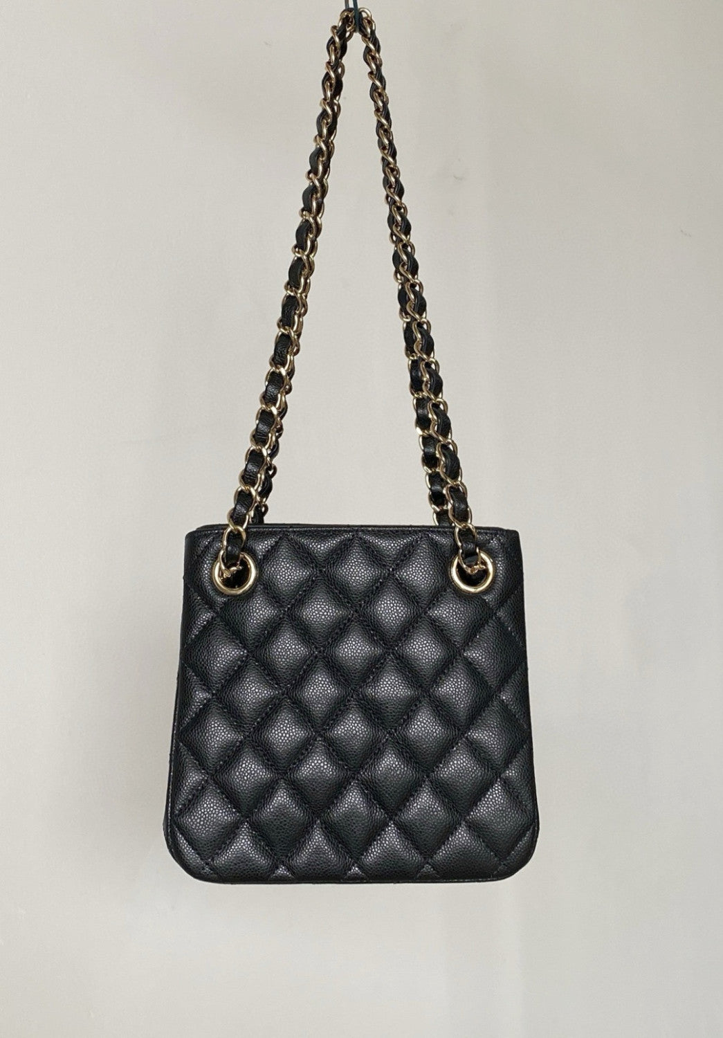 Chanel Mini Tote Diamond Double C Lychee Grain Cowhide Black Gold Double Chain Bucket Mini Tote Crossbody Bag Bags As3176 #76835