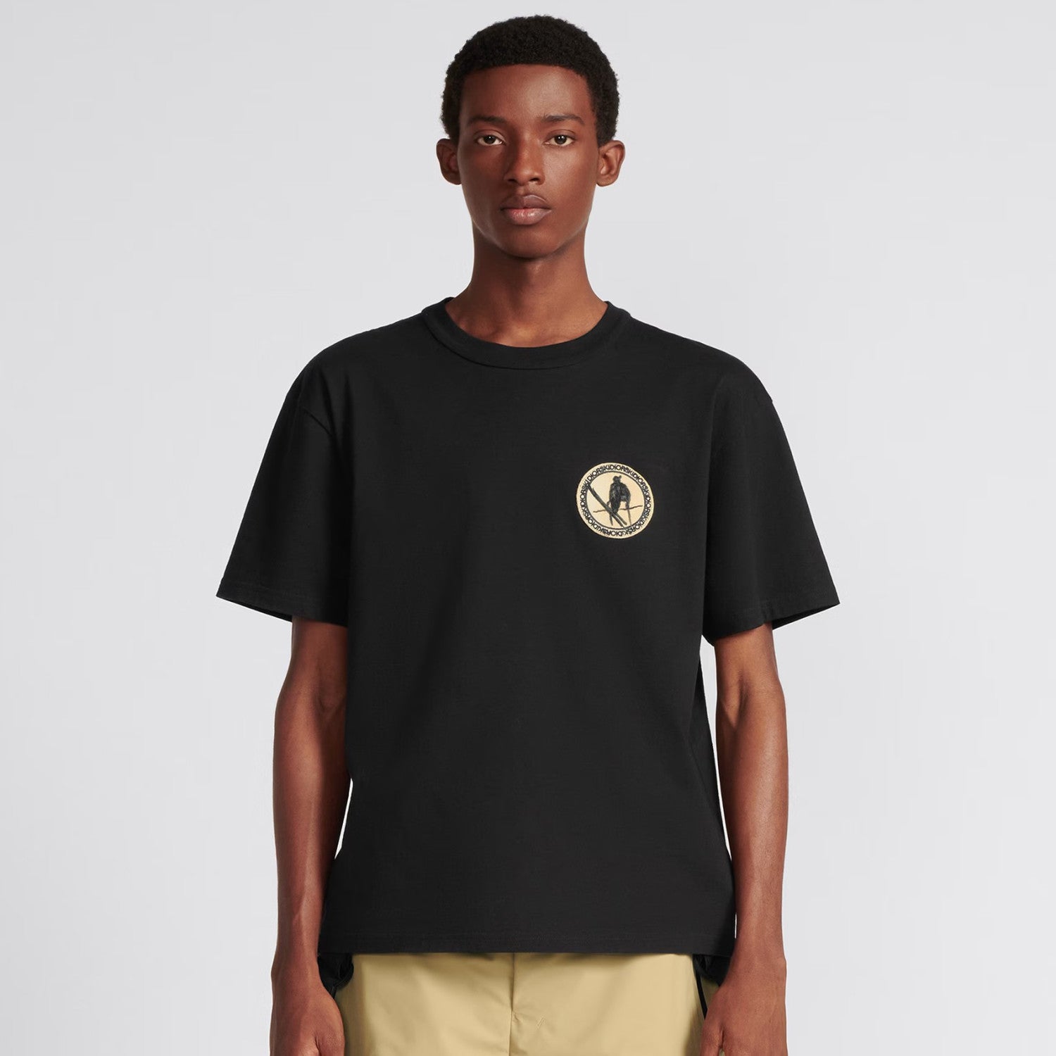 Dior Men's Summer Embroidered Round Label Solid Colour Round Neck Cotton Short Sleeve T-Shirt #97823