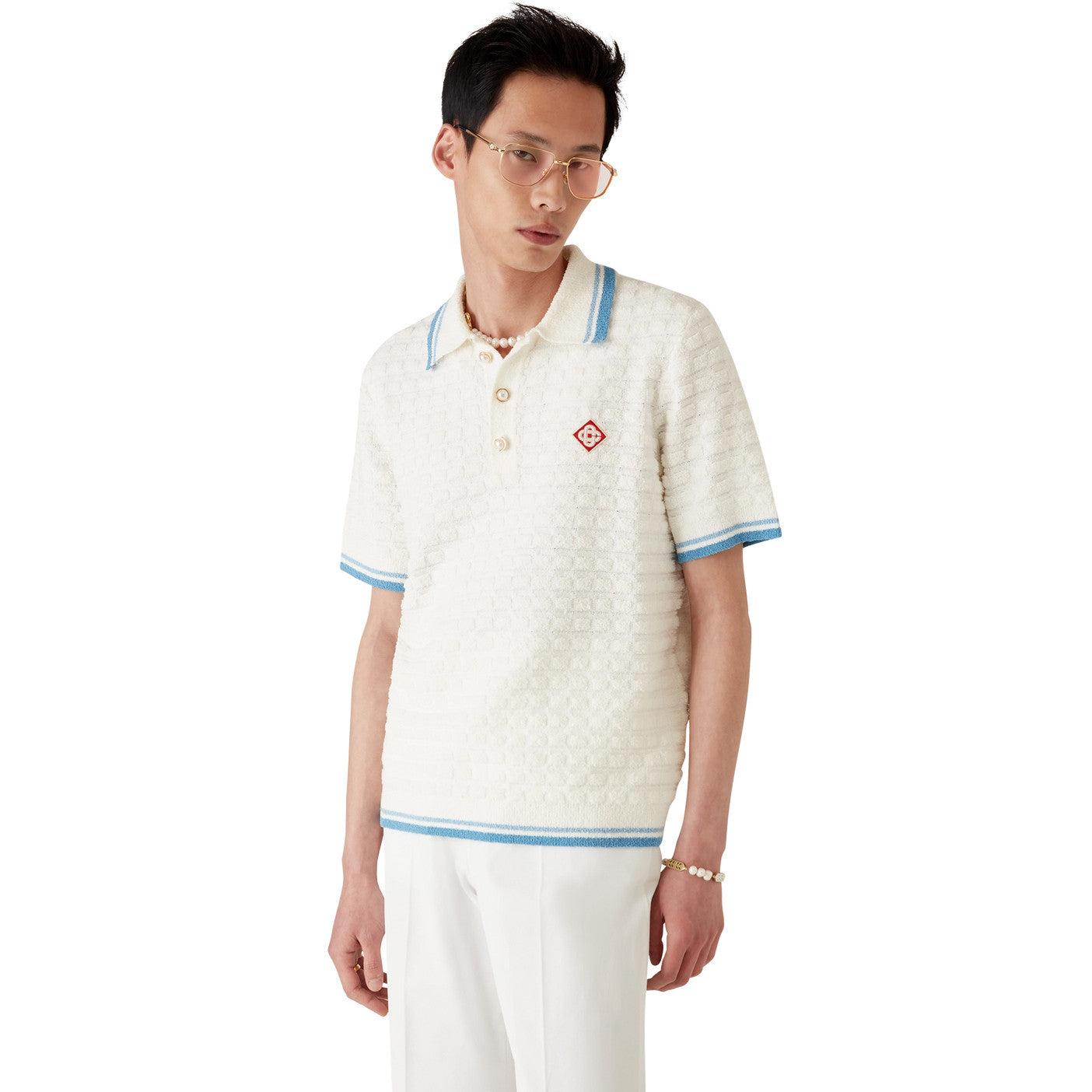 Casablanca Men's Fall/Winter Fashion Casual 100% Cotton Block Knit Polo Shirt T-Shirt #79414
