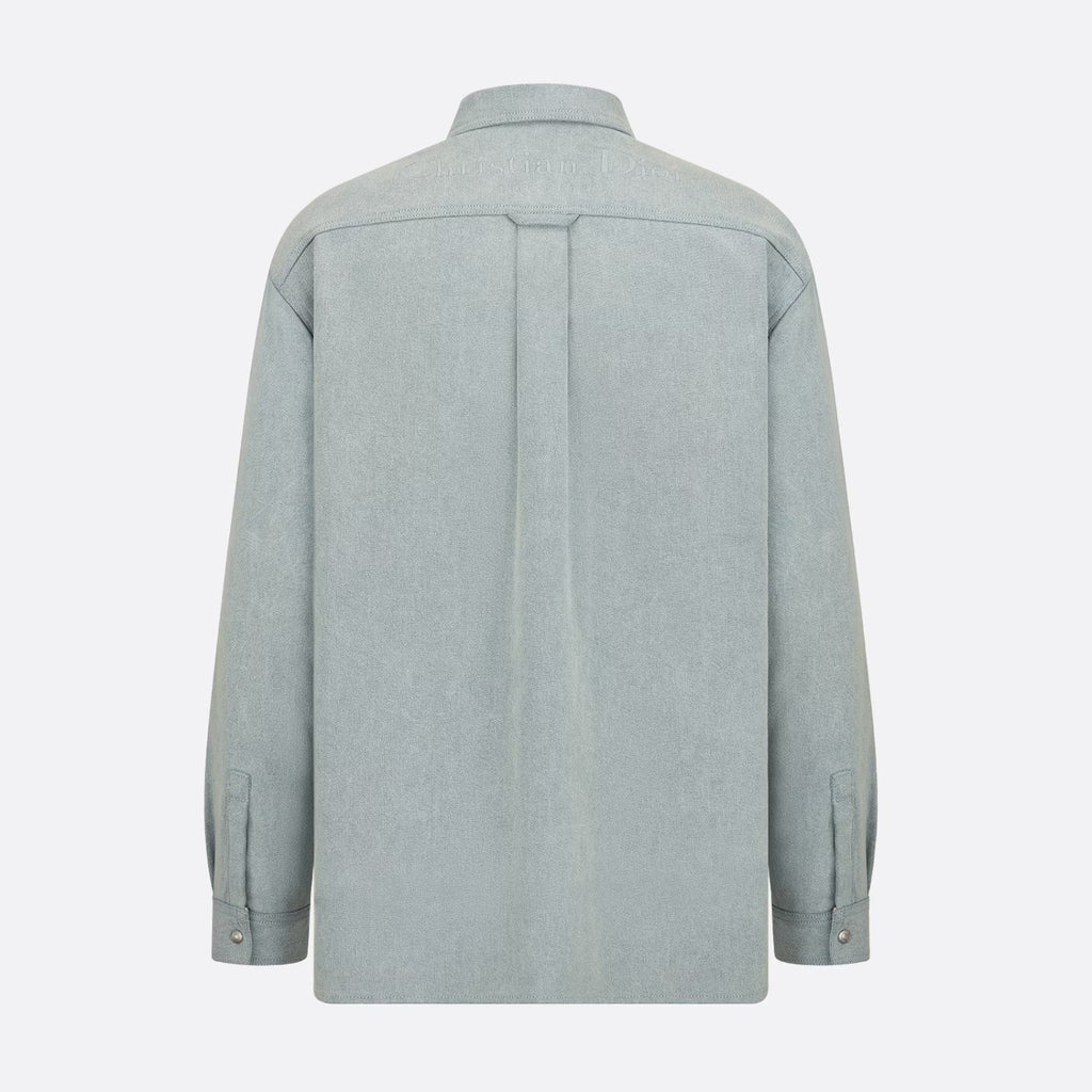 Dior Men's Spring And Autumn Long Sleeved Single Breasted Christian Couture Reversible Shirt Blue Cotton Denim #97745