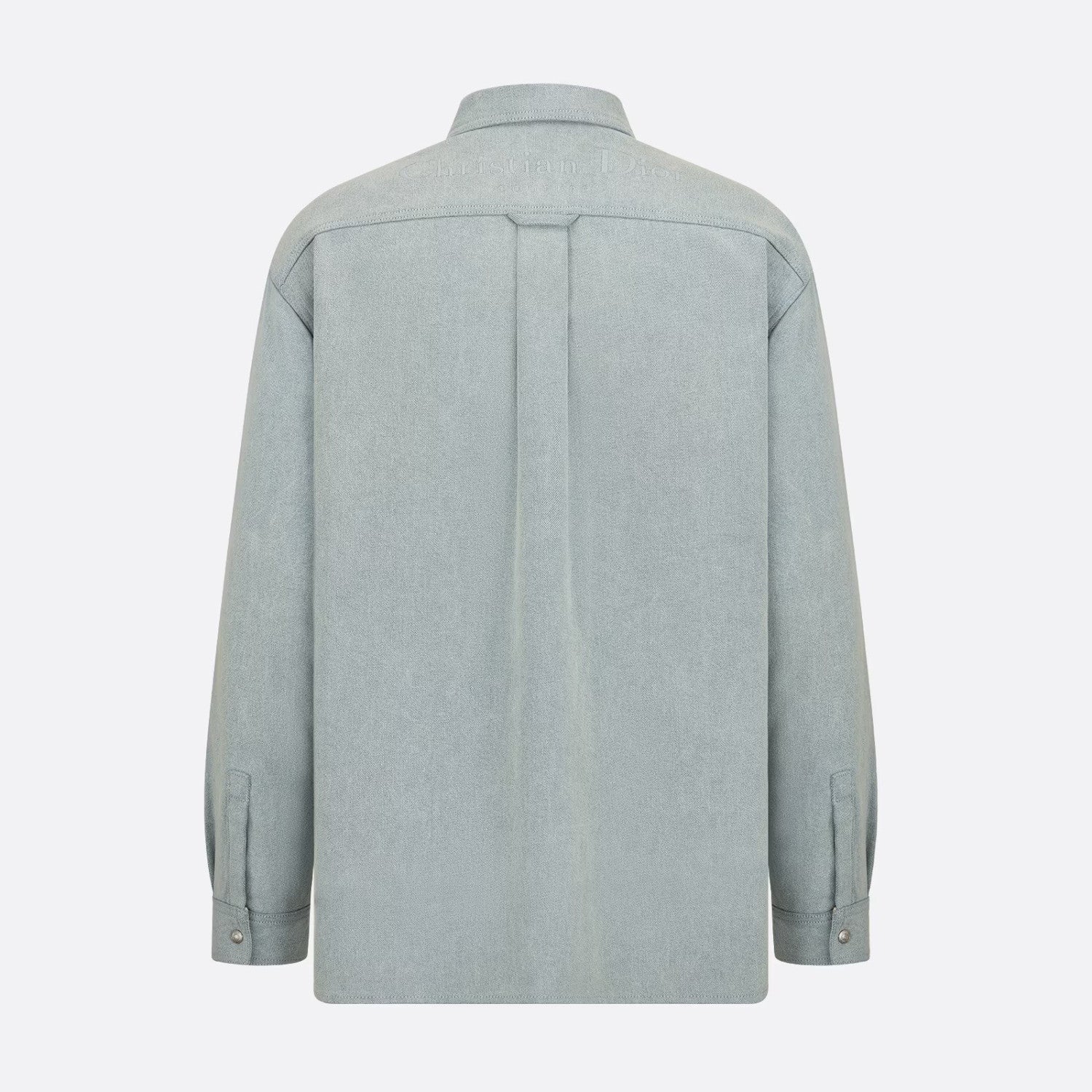 Dior Men's Spring And Autumn Long Sleeved Single Breasted Christian Couture Reversible Shirt Blue Cotton Denim #97745
