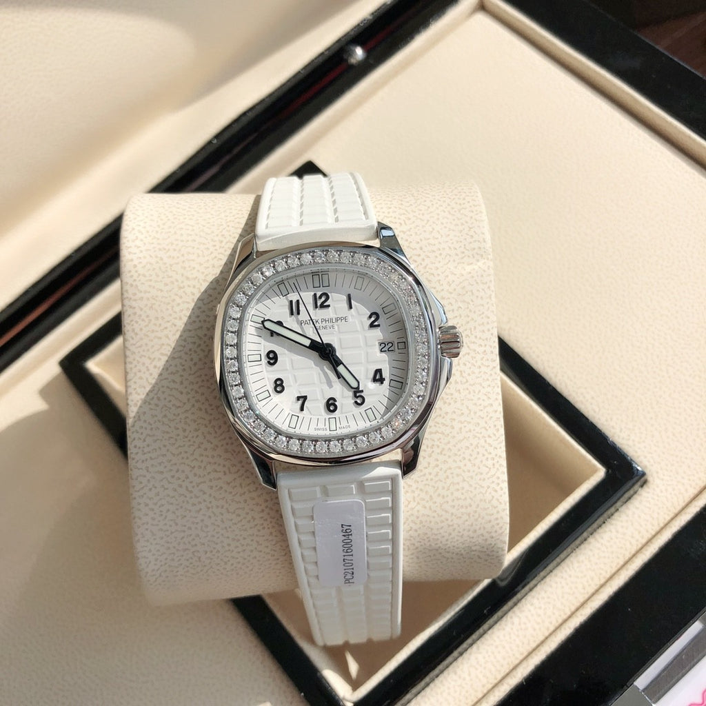 Patek Philippe Women's Quartz 100M Water Resistant Solid Color Dial Rubber Strap Watch #75754
