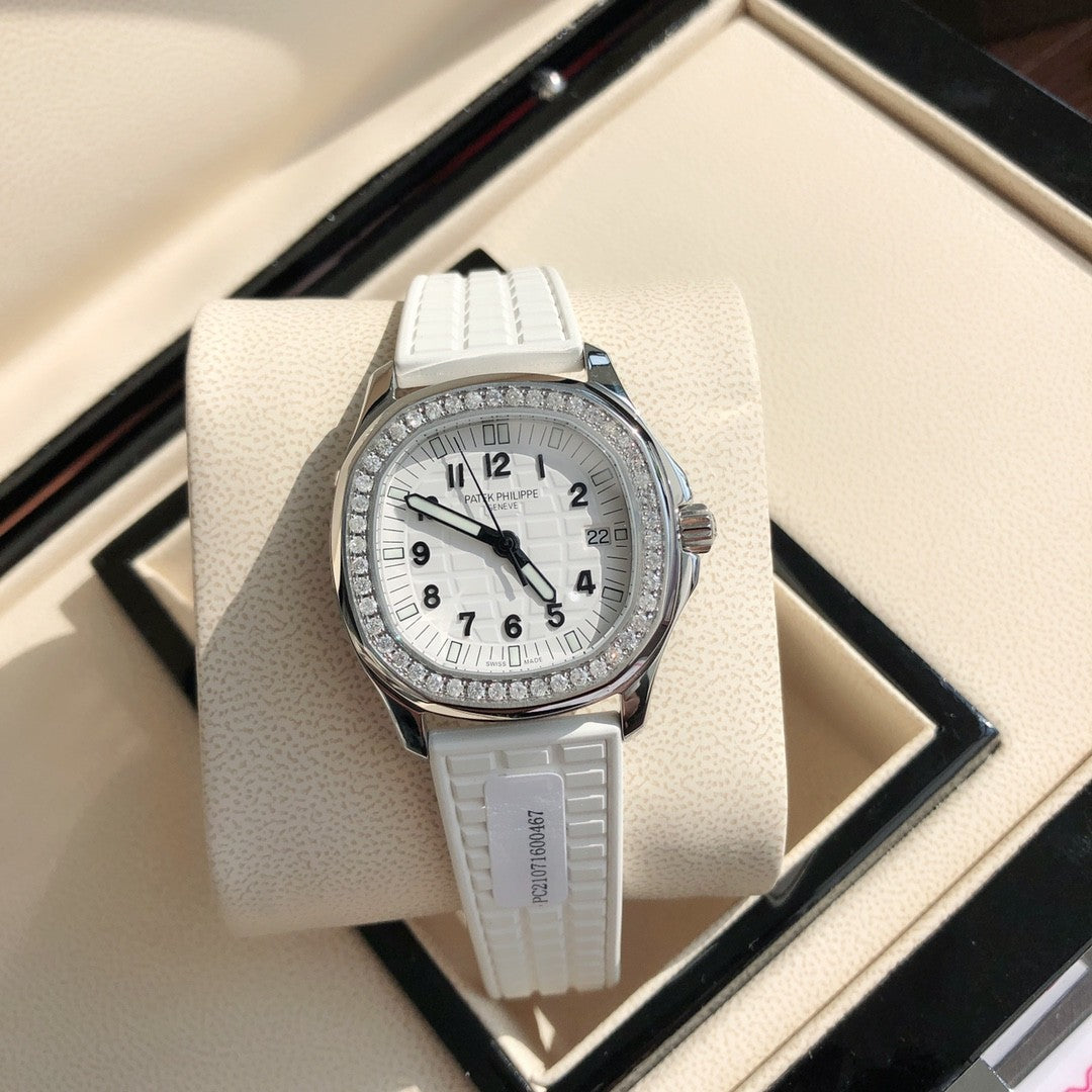 Patek Philippe Women's Quartz 100M Water Resistant Solid Color Dial Rubber Strap Watch #75754