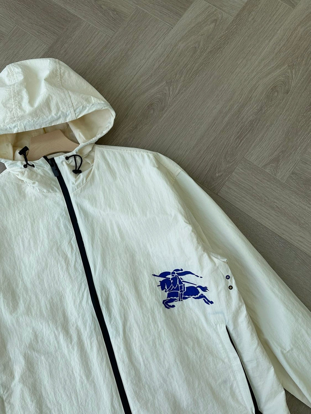 Burberry Men's Spring and Autumn Solid Color Logo Printed Hooded Zipper Long Sleeve Jacket #72149