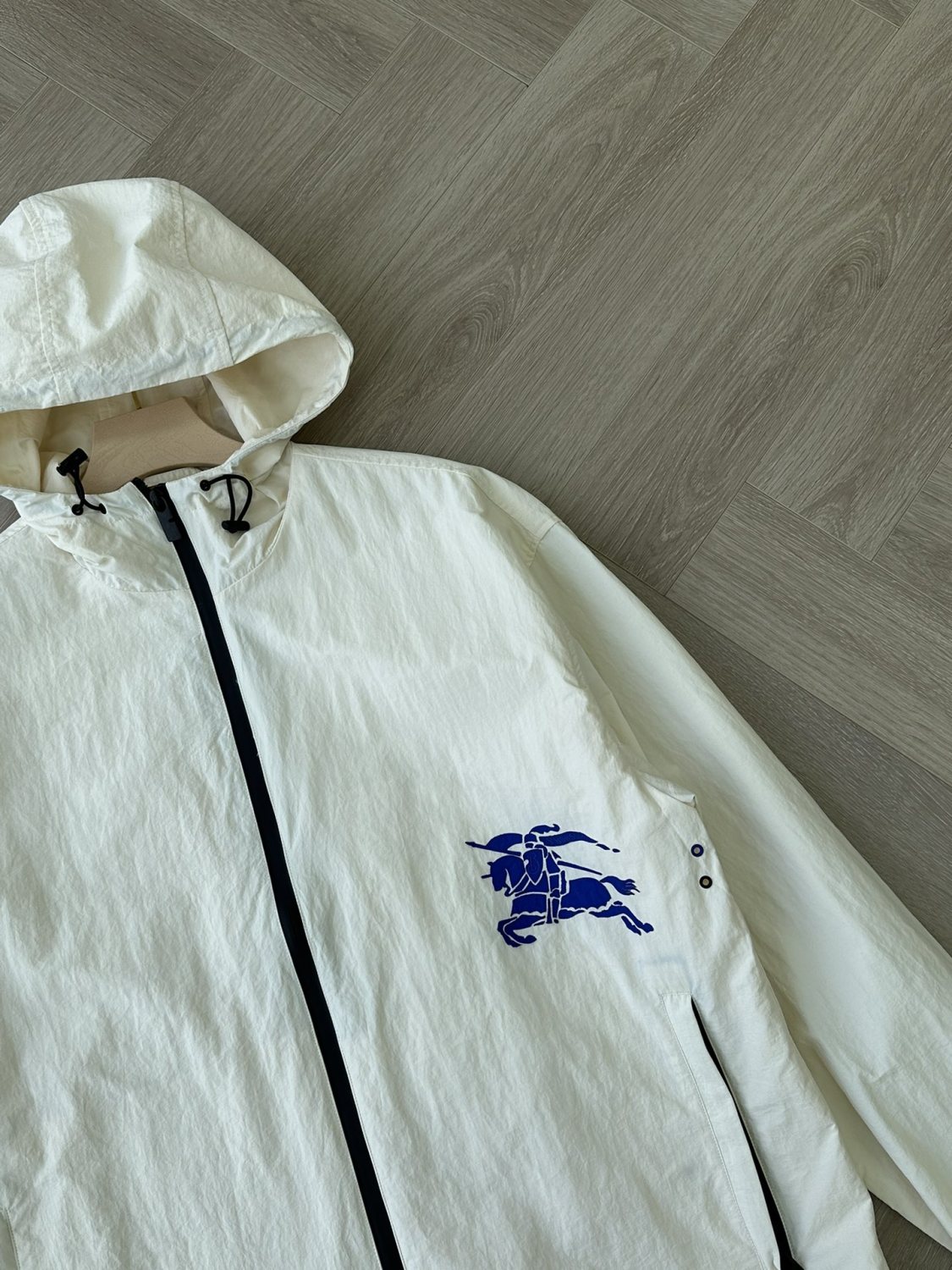 Burberry Men's Spring and Autumn Solid Color Logo Printed Hooded Zipper Long Sleeve Jacket #72149