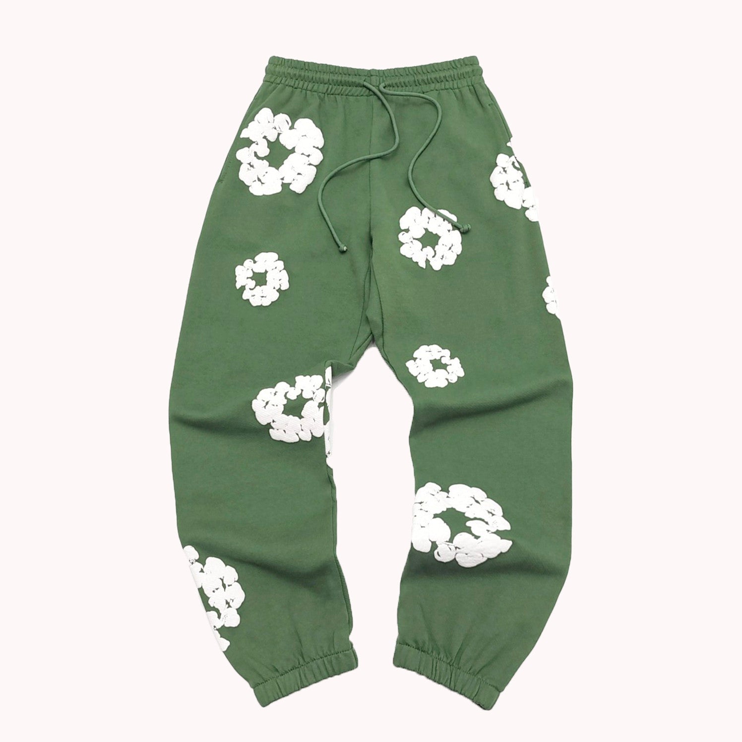 Denim Tears Men's And Women's Spring And Autumn Fashion Trends High Street Kapok Flower Casual Cotton Ribbed Loose Pants Ngvp #8877