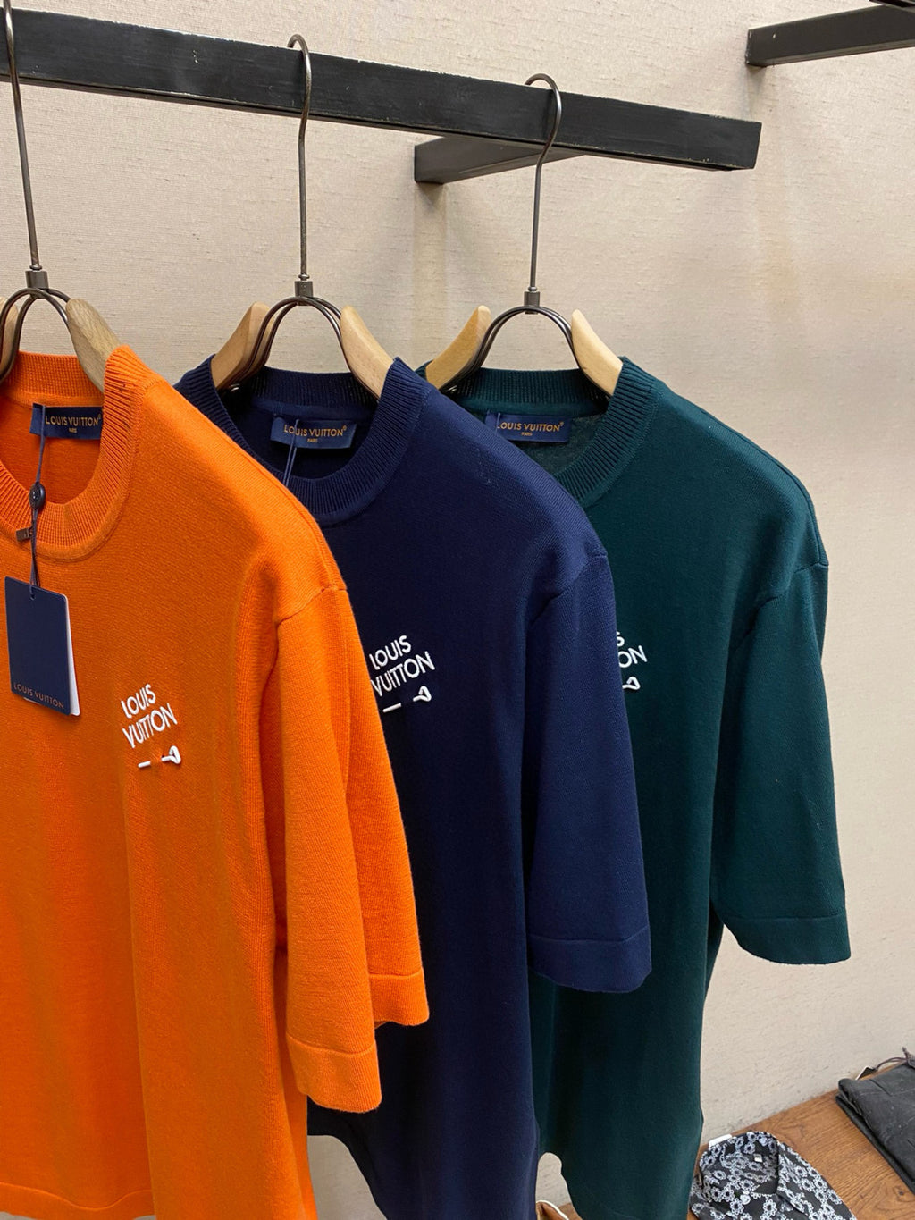 Louis Vuitton Men's Summer Solid Color Embroidered Logo Pin Crew Neck Cotton Short Sleeve T-Shirt #98211