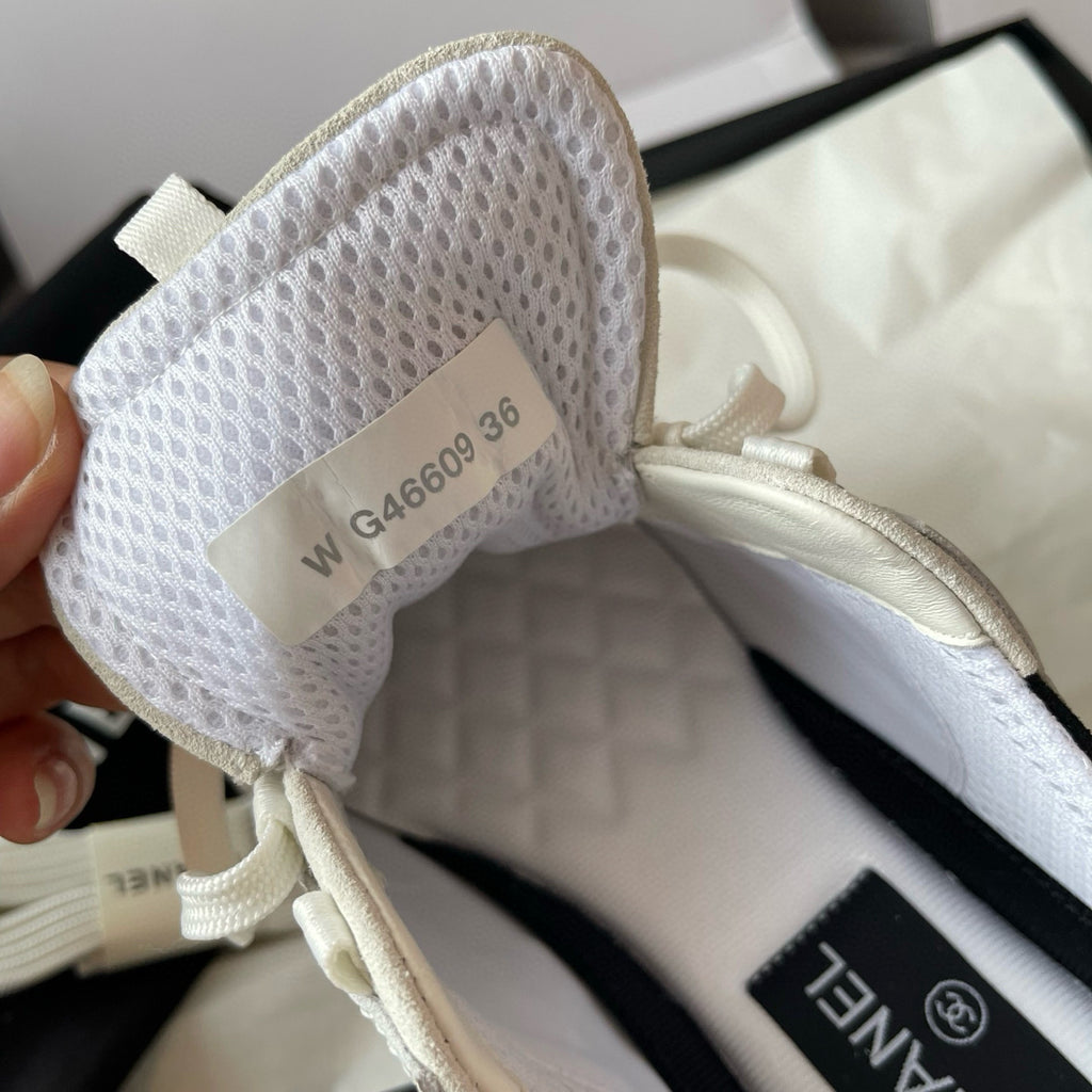 Chanel Women's Solid Color Round Toe Leather Low Top Lace-Up Sneakers Shoes #77692