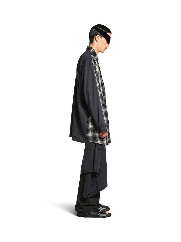 Balenciaga Men's Hybrid Overshirt in Blackgrey #333811