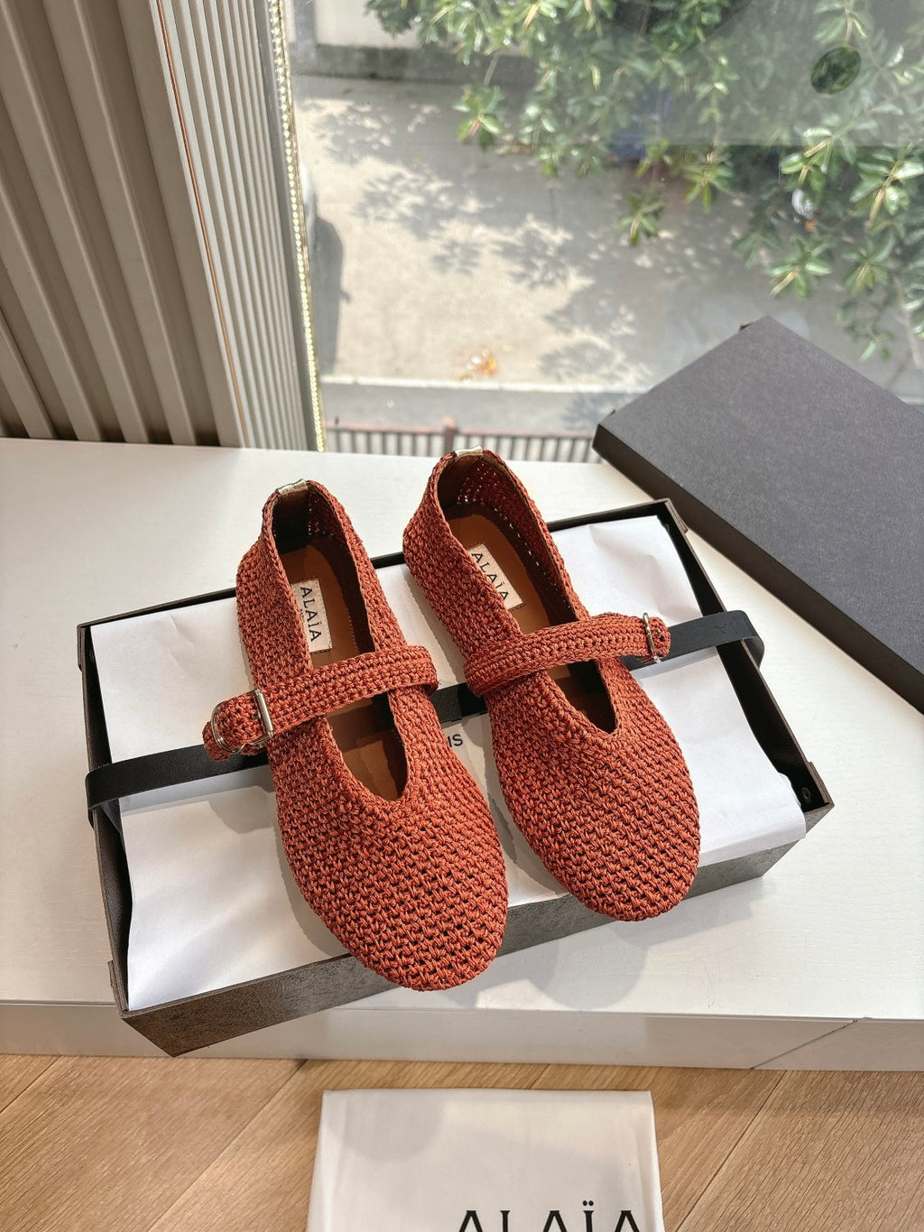 Alaia Ballet Flats In Knitted Lurex Women's Summer Solid Color Round Toe Fashion Modern Buckle Flats  Shoes Ngvp  #1635