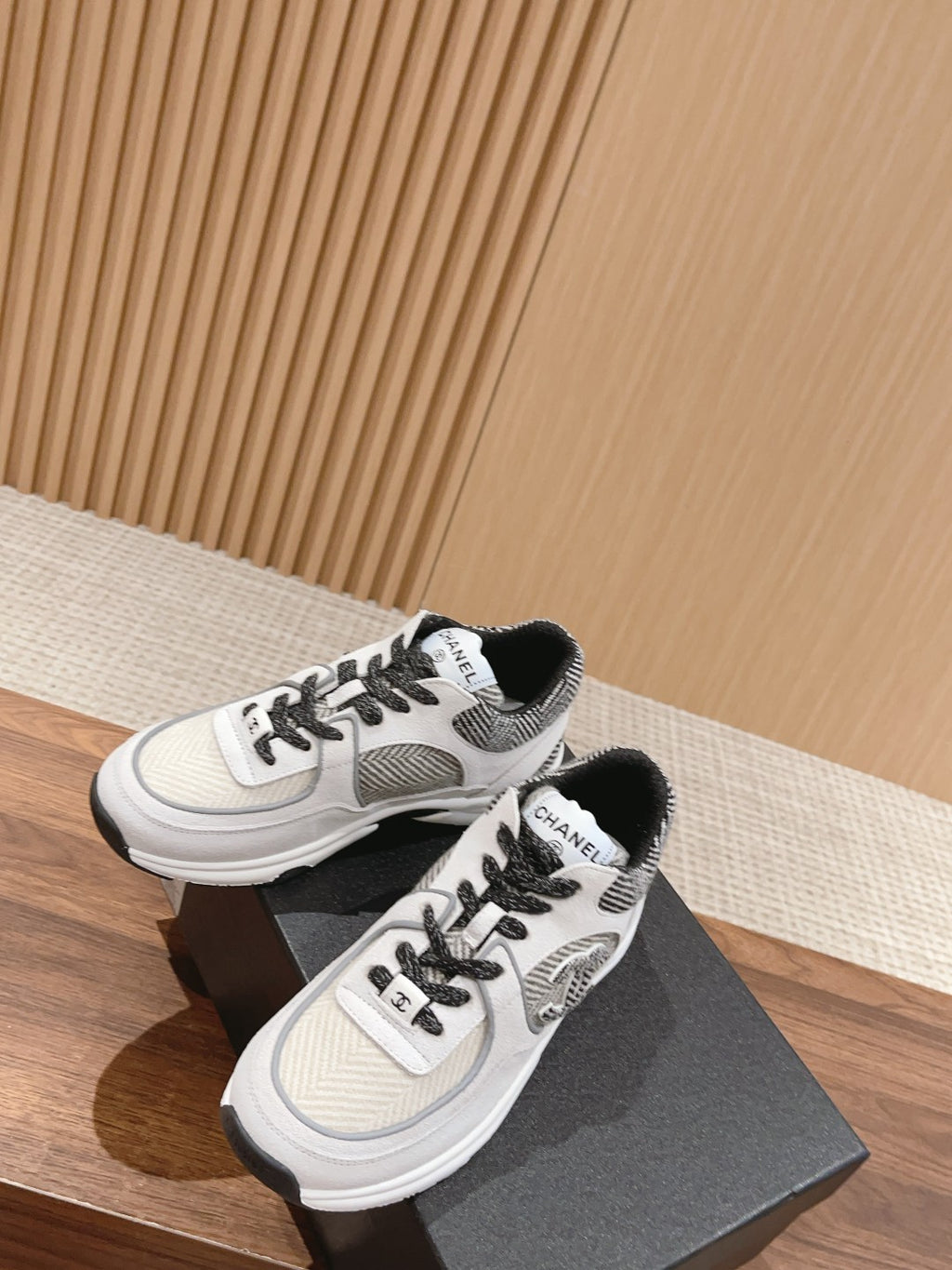 Chanel Men's And Women's Spring/Summer Fashion Casual Round Toe Lace Up Mesh Leather Low Top Sneakers Casual Shoes #78327