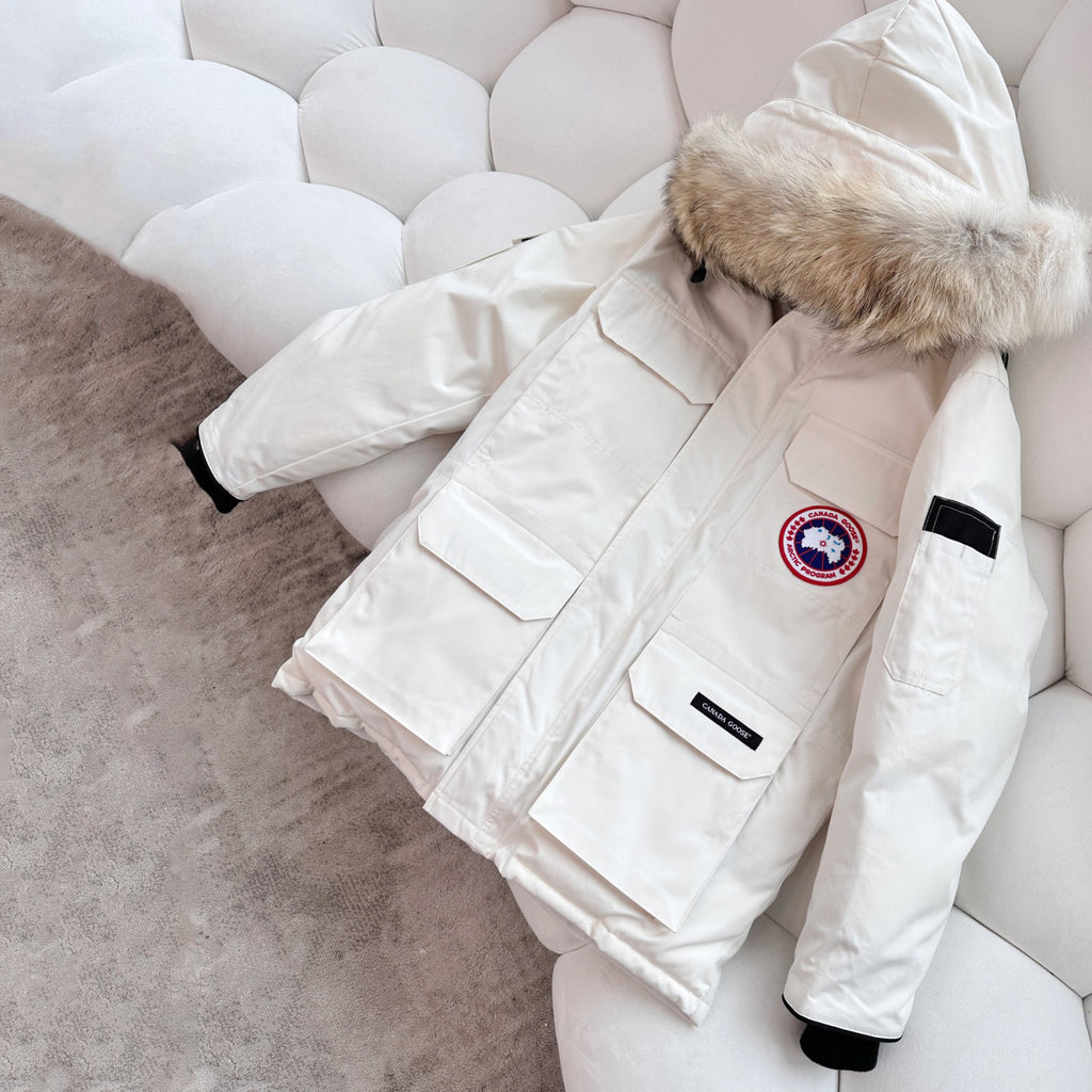 Canada Goose Men's Winter Solid Colour Velcro Zip Hooded Puffer Down Jacket #97487