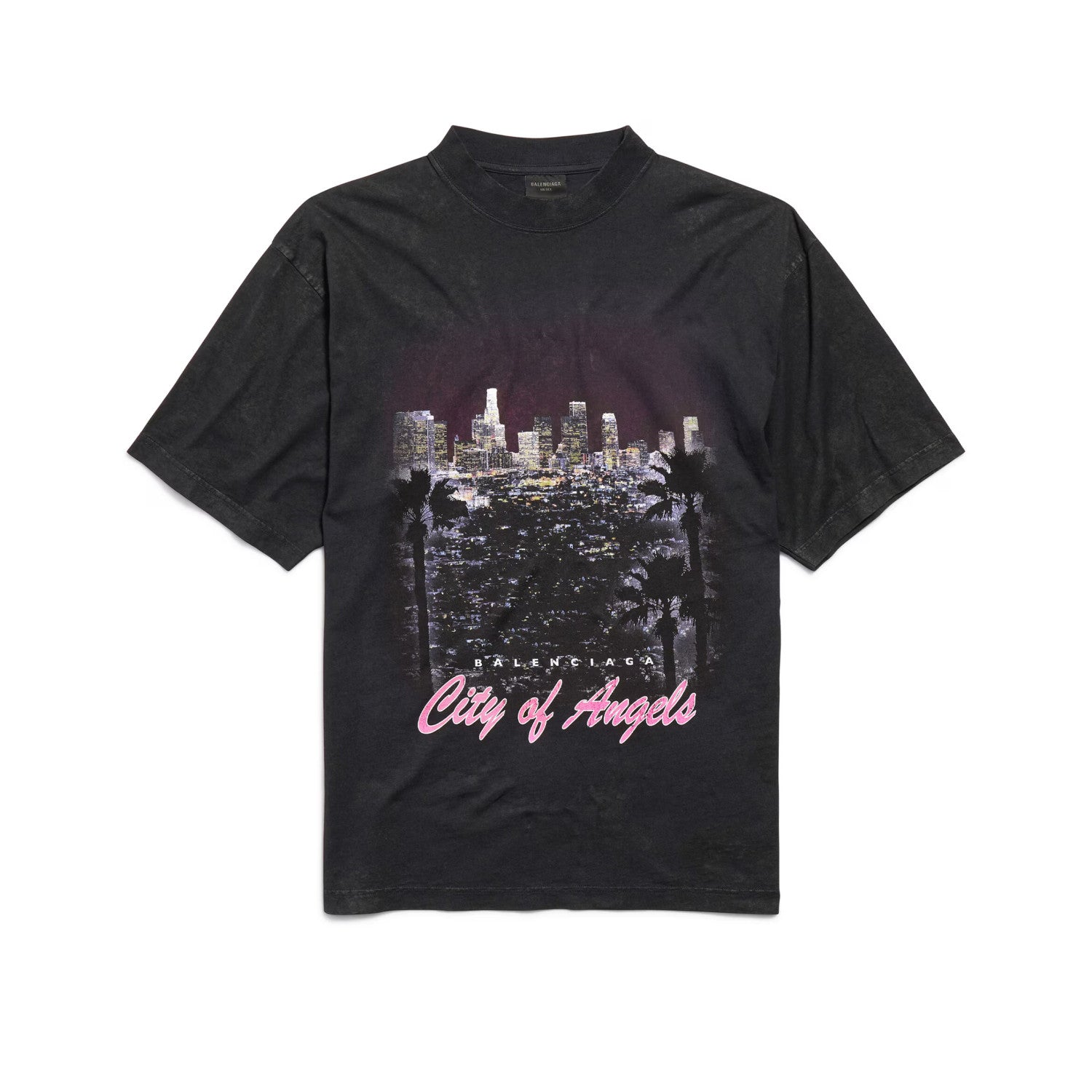 Balenciaga City Of Angels T-shirt Medium Fit In Dirty White Men's Spring And Summer High Street Trend Round Neck Short Sleeve Straight T-shirt Ngvp #1875
