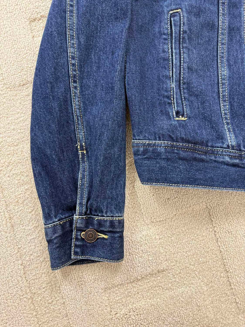 Celine ROYAL INDIGO Men's Spring/Autumn Classic Washed Color Truchker Jacket Cotton Fabric Letter Pattern Jacket #78162