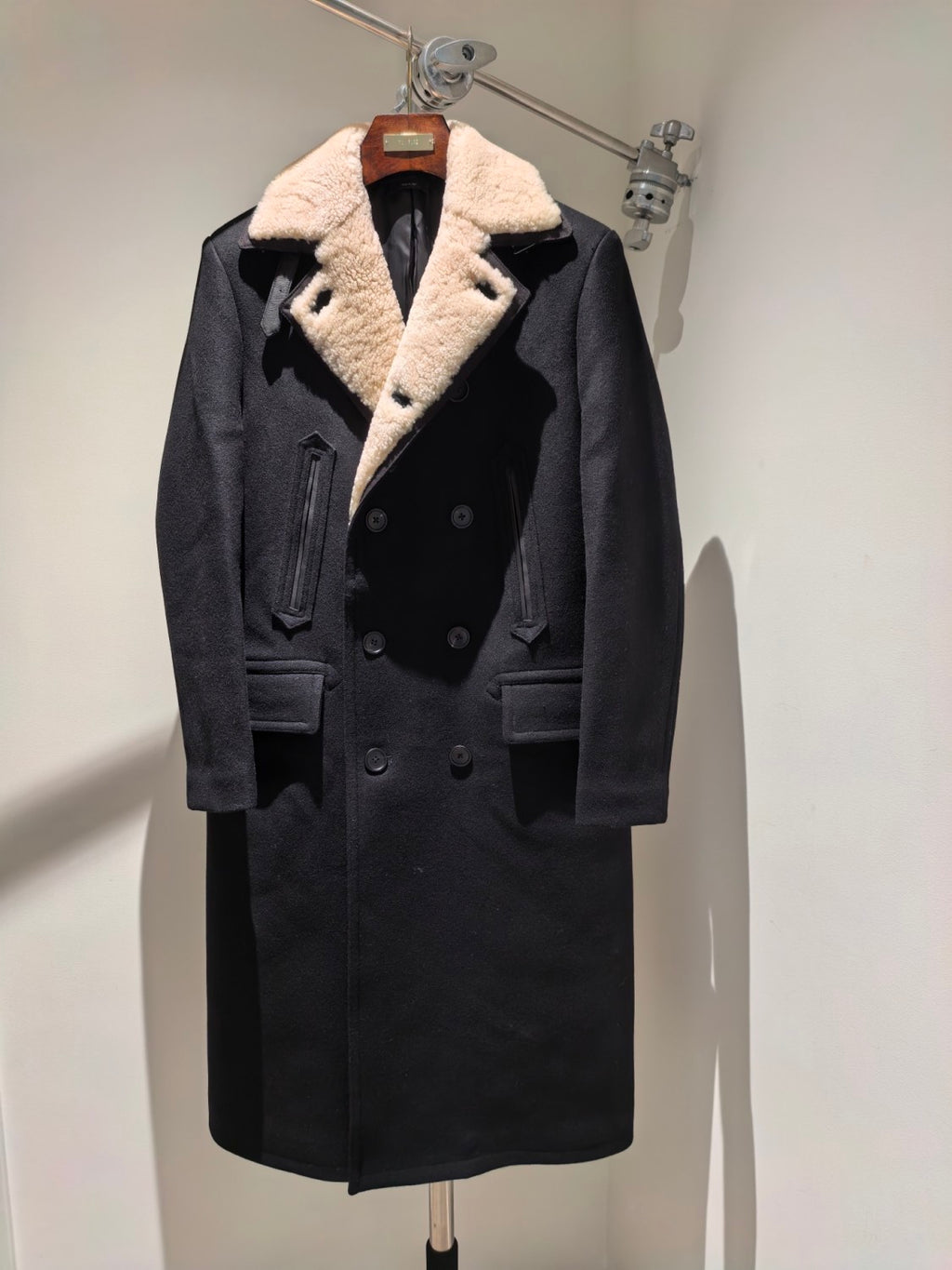Tom Ford Men's Autumn And Winter Handmade Wool Collar Coat Fashion Trend Double-breasted Long Coat Warm Casual Temperament  #81252