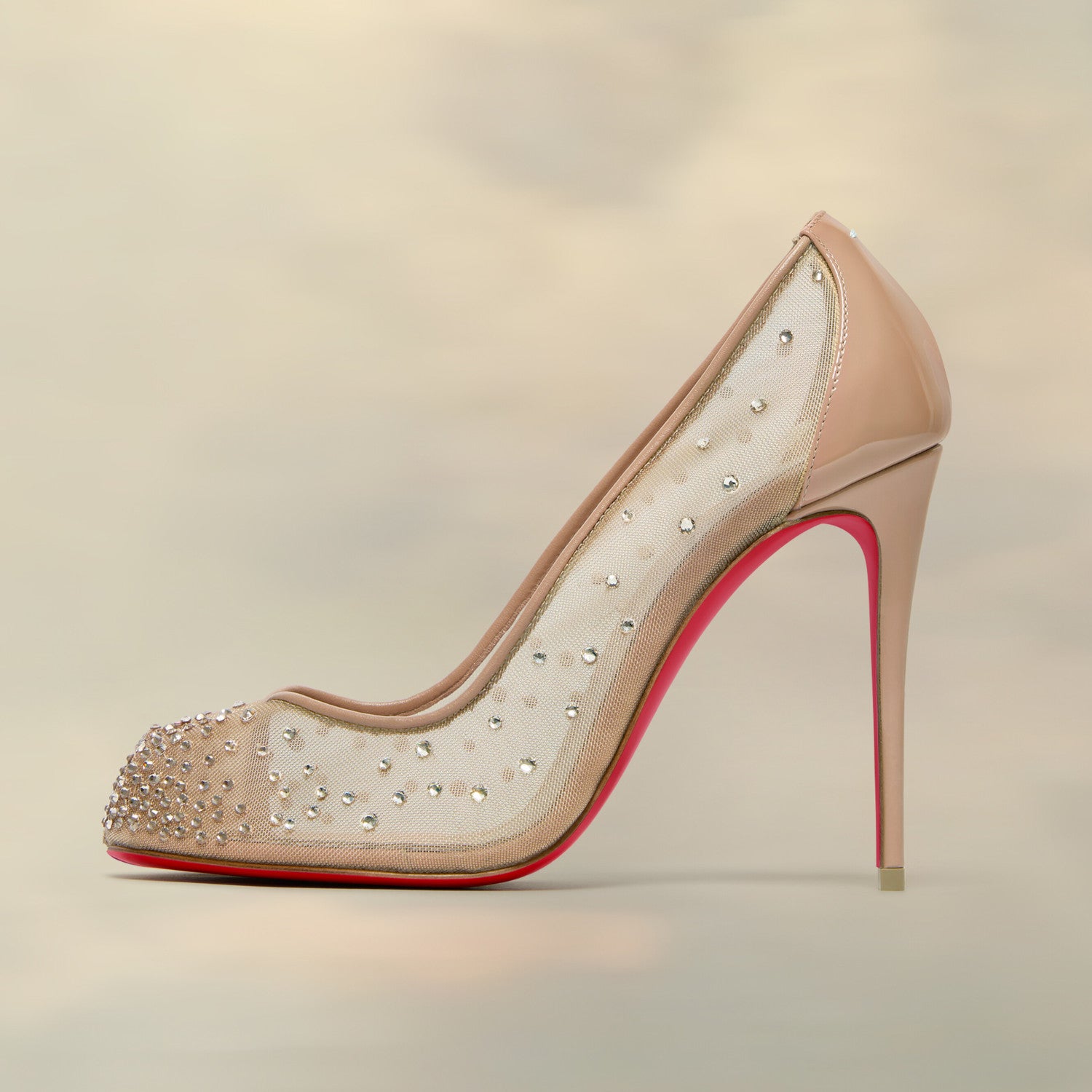 Christian Louboutin X Maison Margiela Women's Bridiela Una Strass High Heels Spring Summer Autumn Round Toe Calfskin Pure Color Split Toe Fine Heel 10cm High Heeled Single Shoes Ngvp #1546