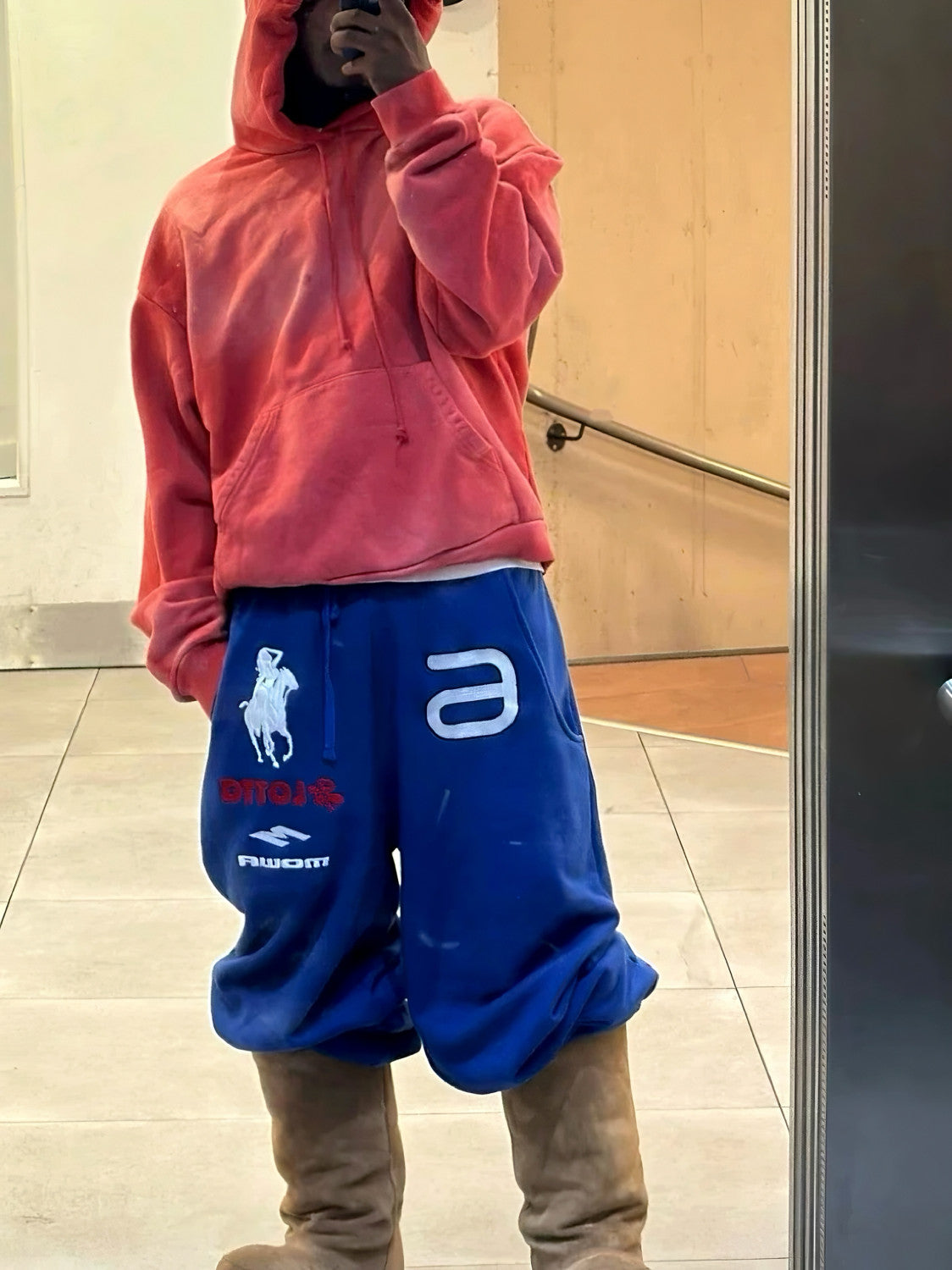 Mowalola Atl Opium Yvl Style Angel War Horse Embroidered Baggy Loose Wide Leg Sweatpants Men's Spring And Fall Fashion Pants #81432