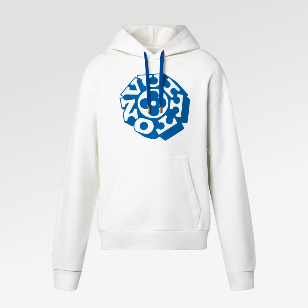 Louis Vuitton Vuitton Flower Pattern Print White Sweatshirt Fashion Trend Hooded Drawstring Men's Spring And Autumn Pullover Hoodie #81419
