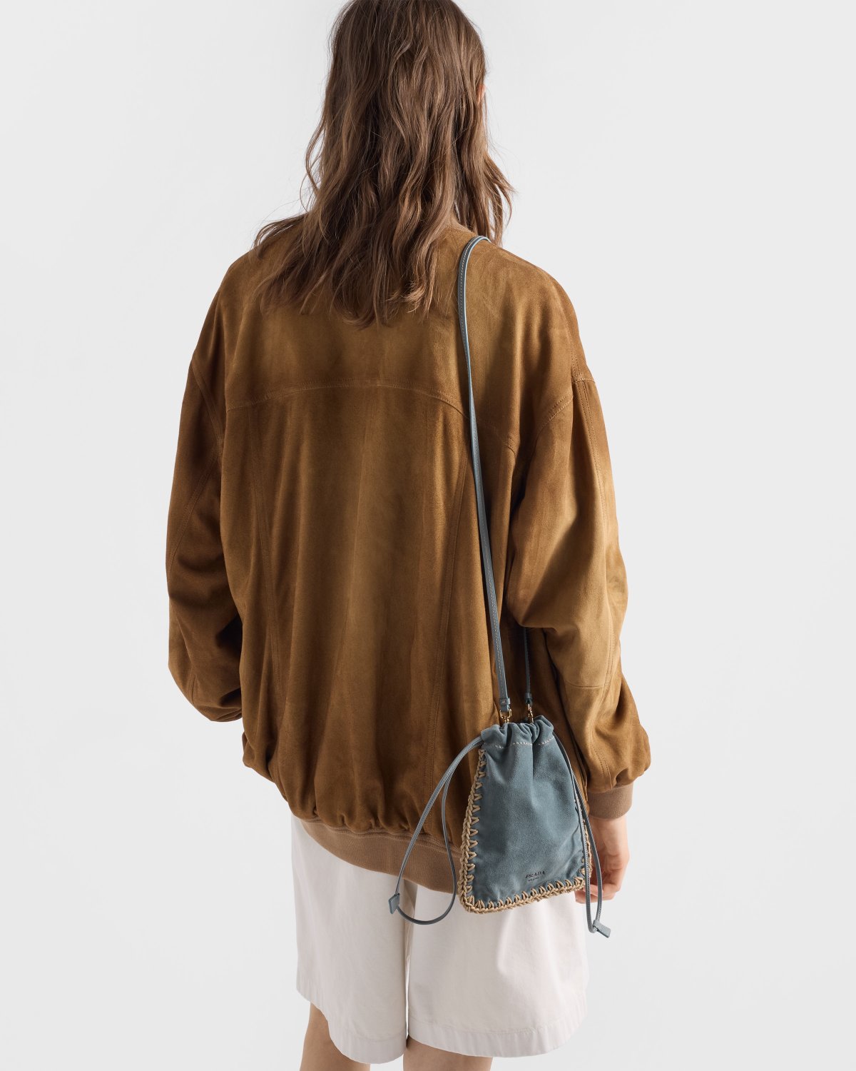 Prada Agave Suede Smartphone Case Men's And Women's Fashionable Small Bag Storage Pouches Crossbody Bags And Woven Bags 1ZT092_2FP1_F0384 #84418A