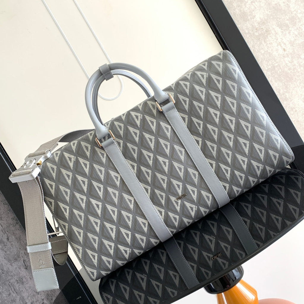 DIOR LINGOT 50 Men's and Women's Adjustable Shoulder Strap Letter Printed Leather Canvas Tote Travel Bag Bags #76472