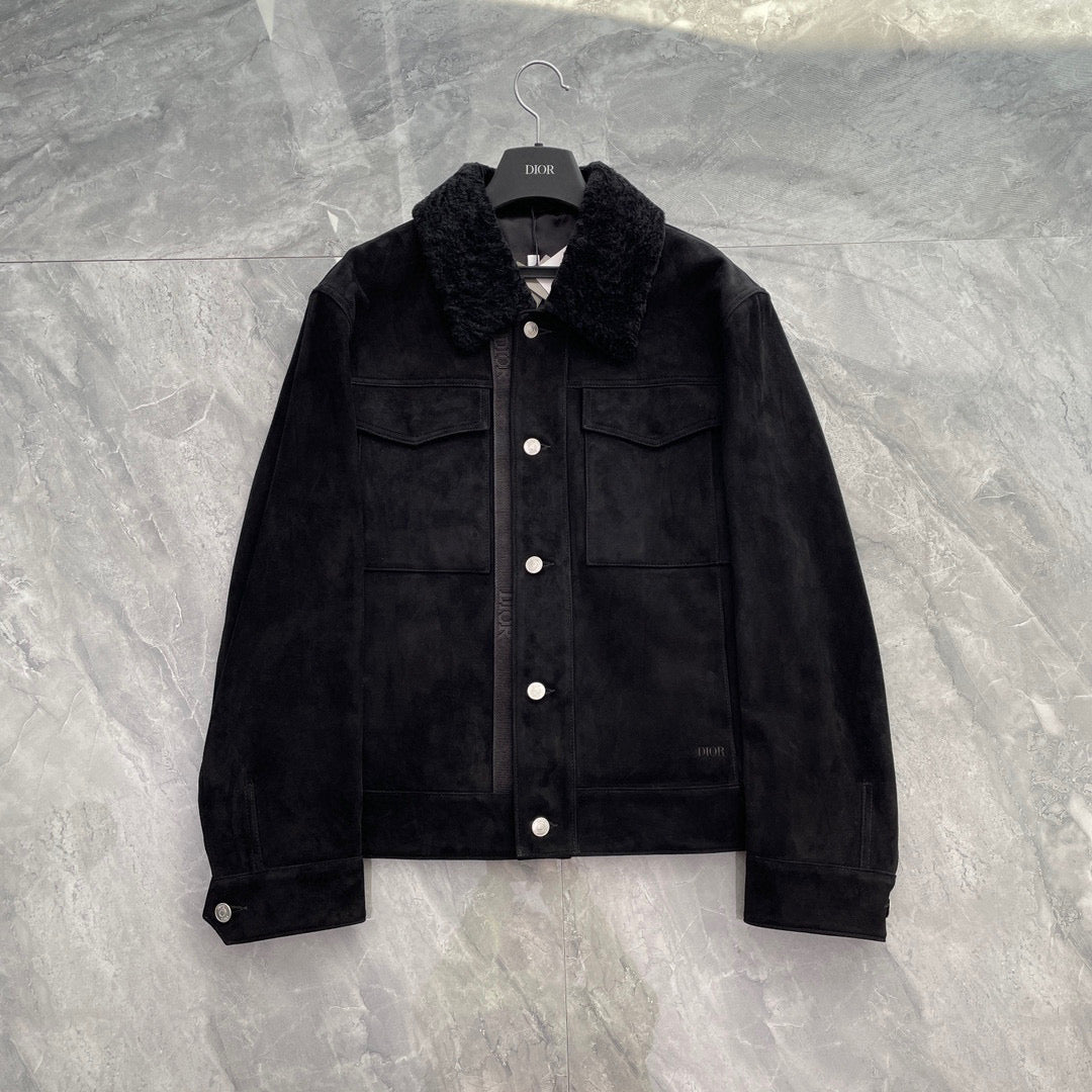 Dior Men's Autumn And Winter Solid Color Lapel Casual Single Breasted Cowhide Leather Short Jacket Ngvp #7226