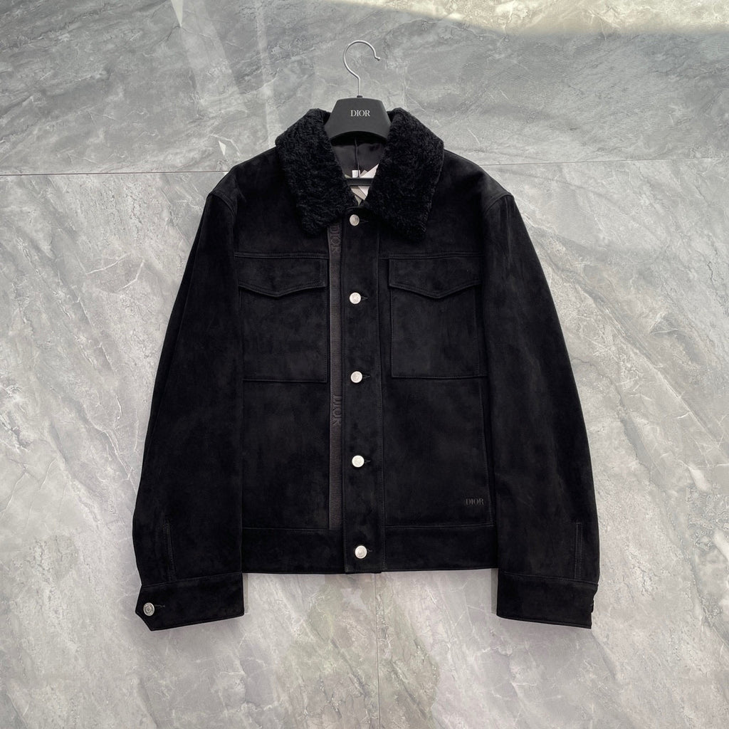 Dior Men's Autumn And Winter Solid Color Lapel Casual Single Breasted Cowhide Leather Short Jacket Ngvp #7226