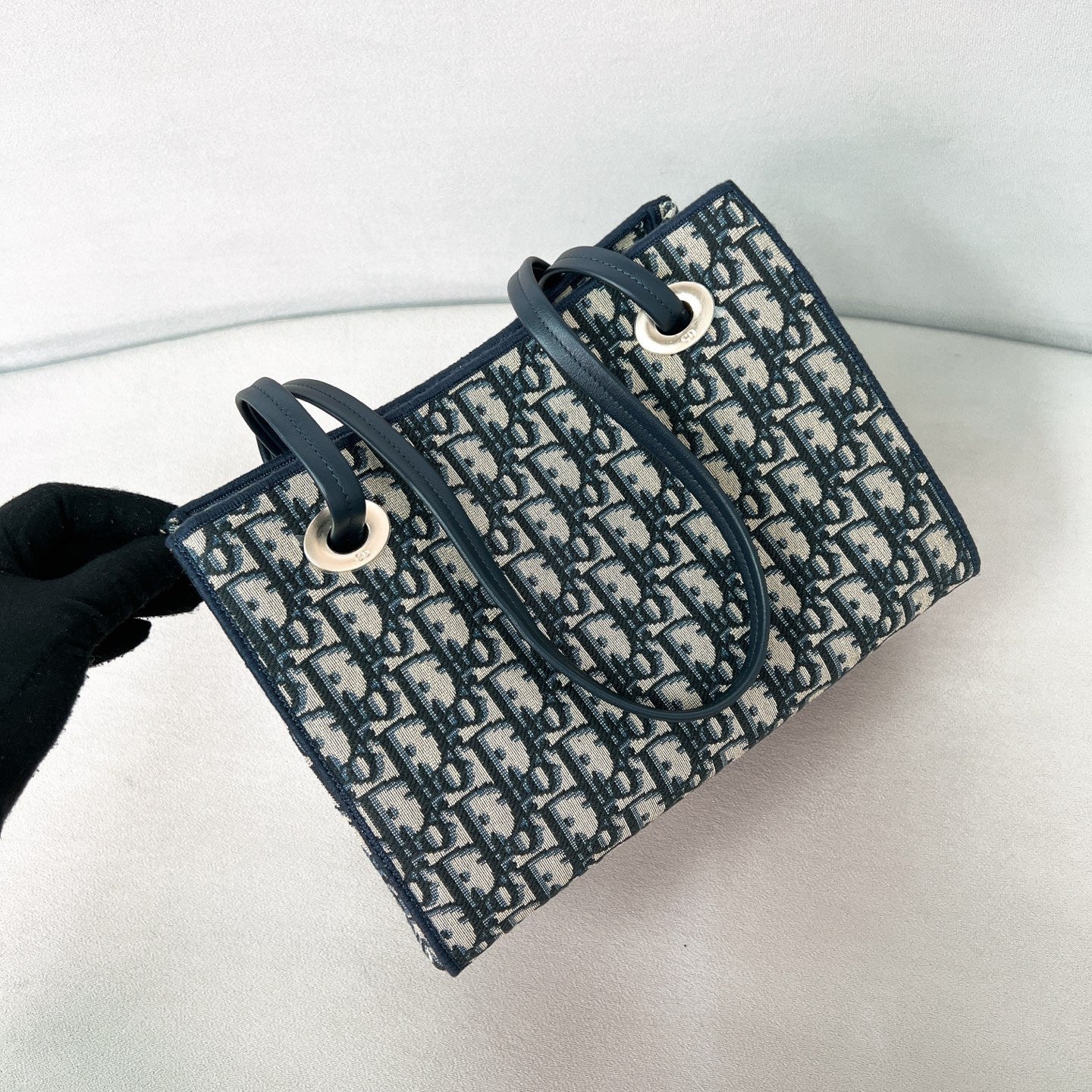 DIOR Small Dior Promenade Shopping Bag Blue Dior Oblique Jacquard #376636