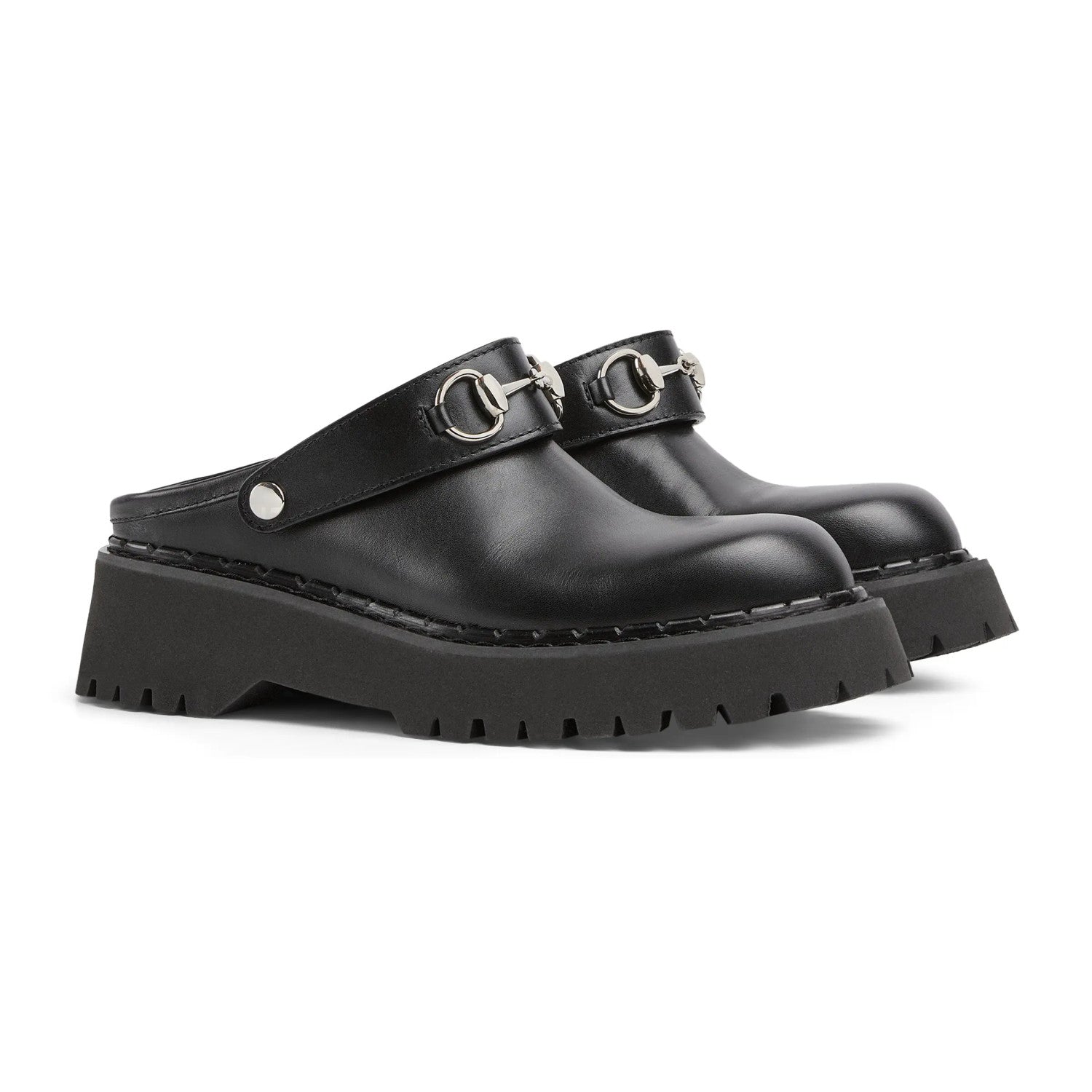 Gucci Women's Decorated Horsebit Buckle Mule Shoes Suede Leather Half Slippers Fashion Thick Bottom Height Increasing Shoes Heel Height:5cm  #81434