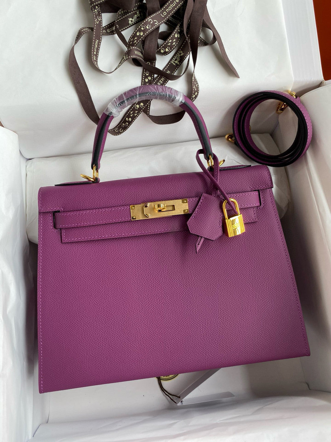Hermes Kelly 25cm/28cm/32cm Epsom Original Leather Top-Grade Leather Handbag Bag Handcrafted Leather Bag From The Original Factory's Premium Custom Collection #194844