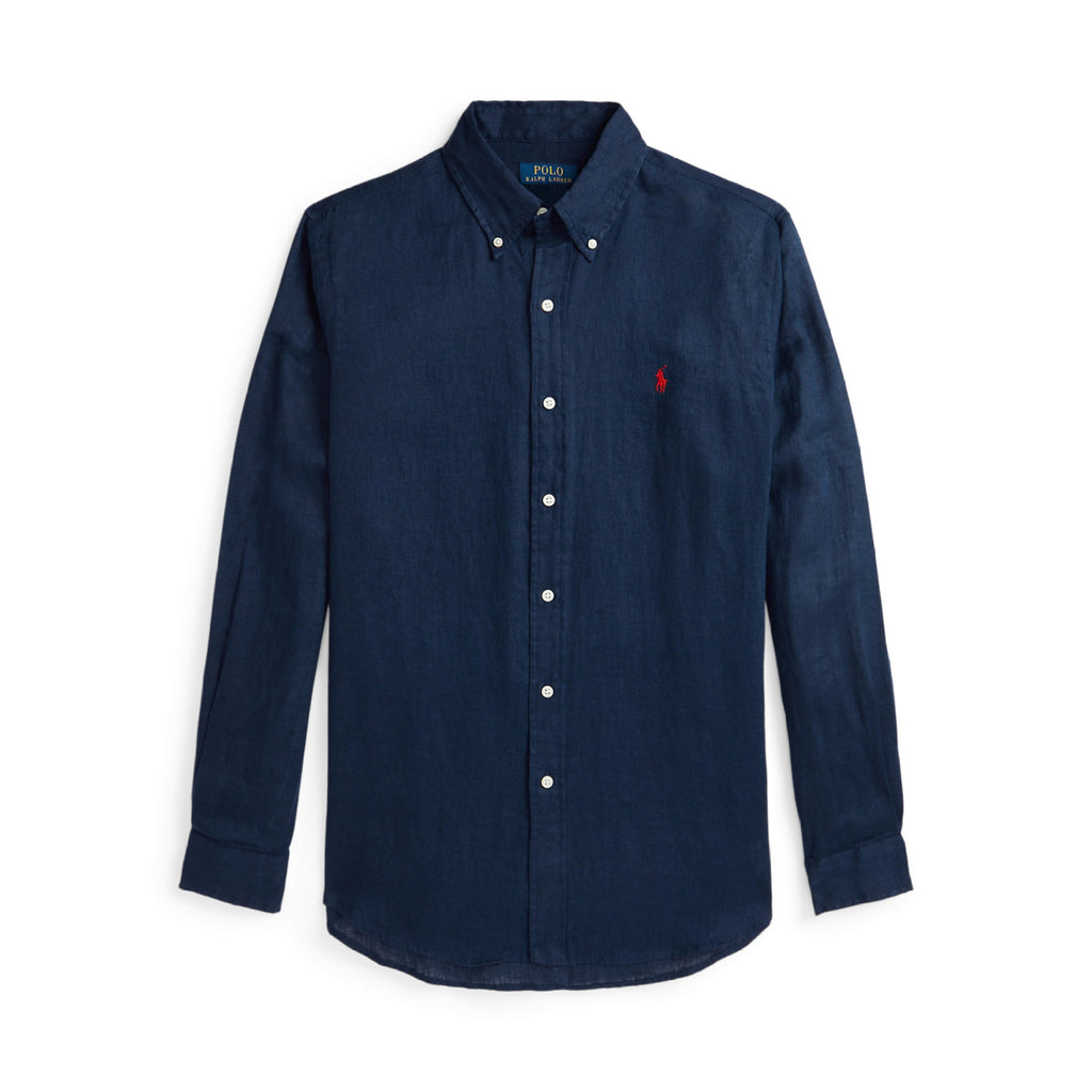 Ralph Lauren Men's Summer Solid Color Linen Fabric Single Breasted Long Sleeved Shirt #77822