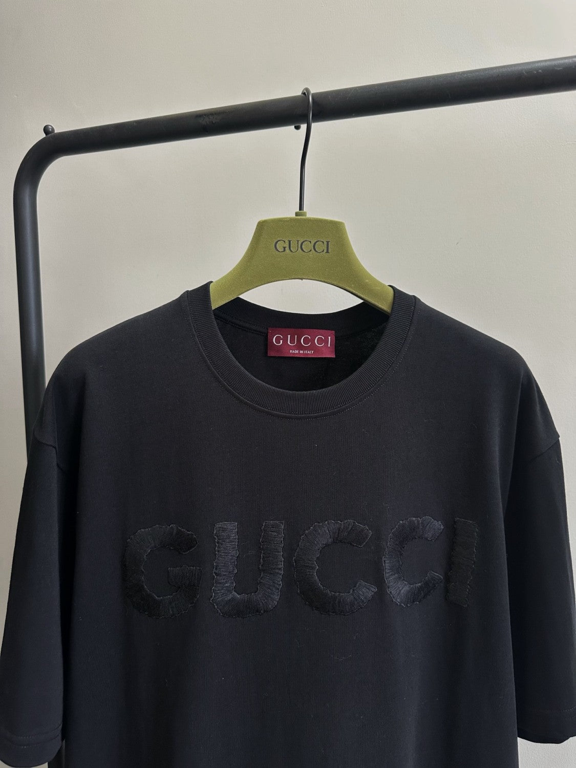 Gucci Men's Summer Solid Color Embroidered Letter Print Round Neck Cotton Short Sleeve T-Shirt #76389