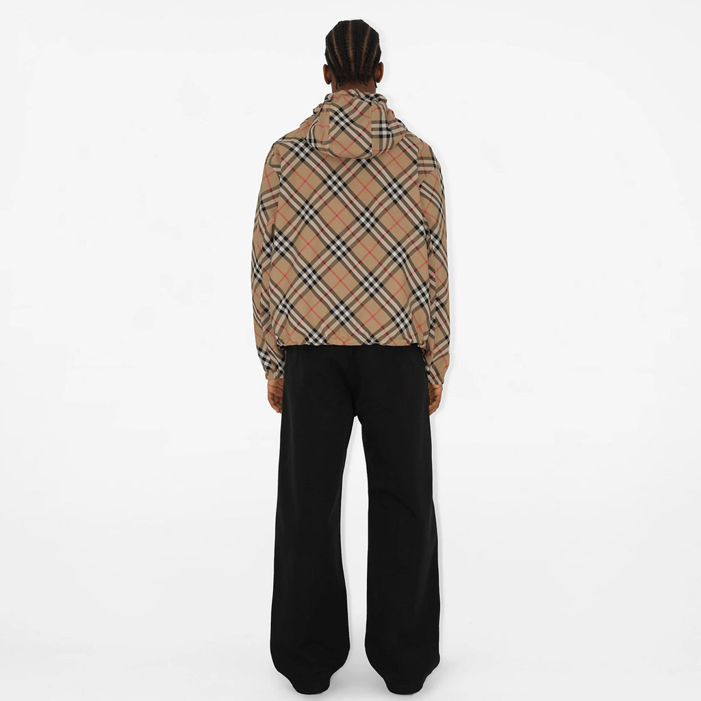 Burberry Men's Spring & Autumn Reversible Two Wear Plaid Jacket Equestrian Rider Logo Classic Drawstring Hooded Jacket #81224